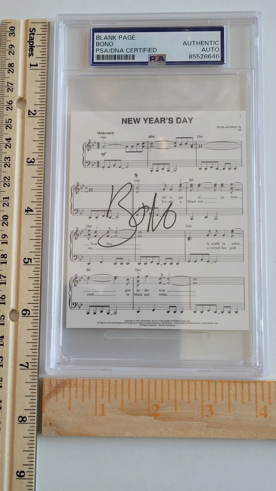 Bono — BONO U2 SIGNED AUTOGRAPH New Year's Day Mini SHEET MUSIC PSA /DNA Certified, image 2