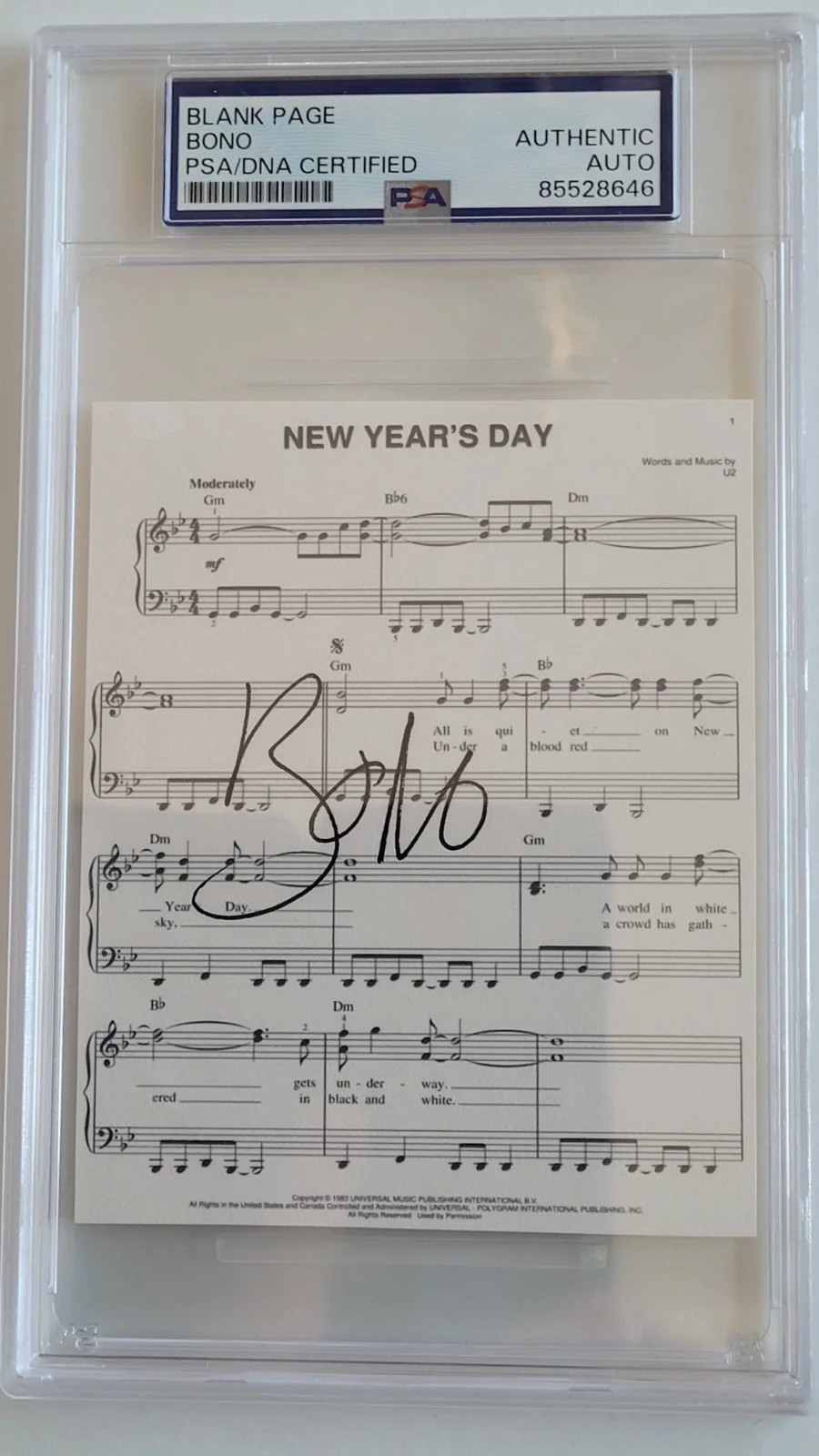 Bono — BONO U2 SIGNED AUTOGRAPH New Year's Day Mini SHEET MUSIC PSA /DNA Certified, image 4