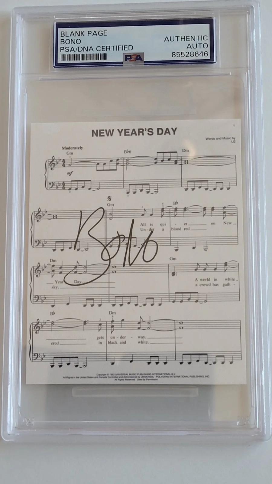 Bono — BONO U2 SIGNED AUTOGRAPH New Year's Day Mini SHEET MUSIC PSA /DNA Certified, image 5