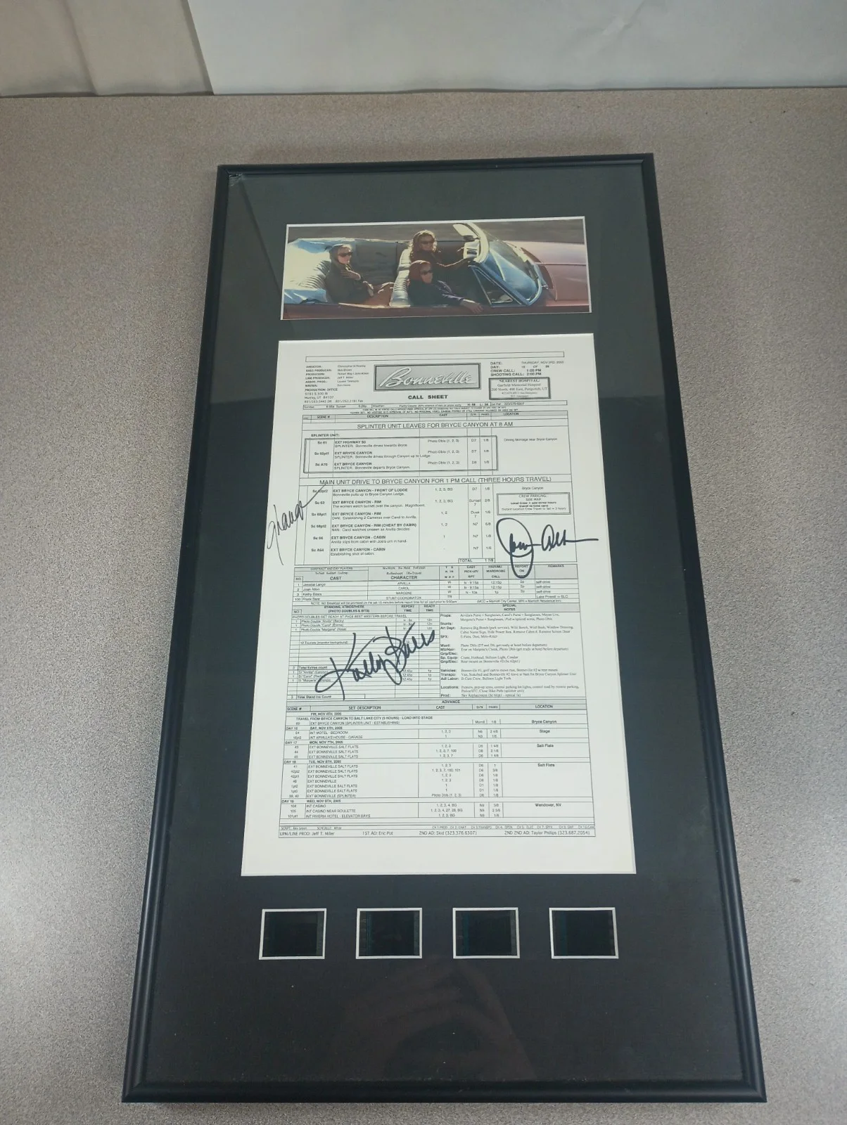 Kathy Bates — Authentic Hand Signed Bonneville Call Sheet 12x24 in (Kathy Bates & More!)