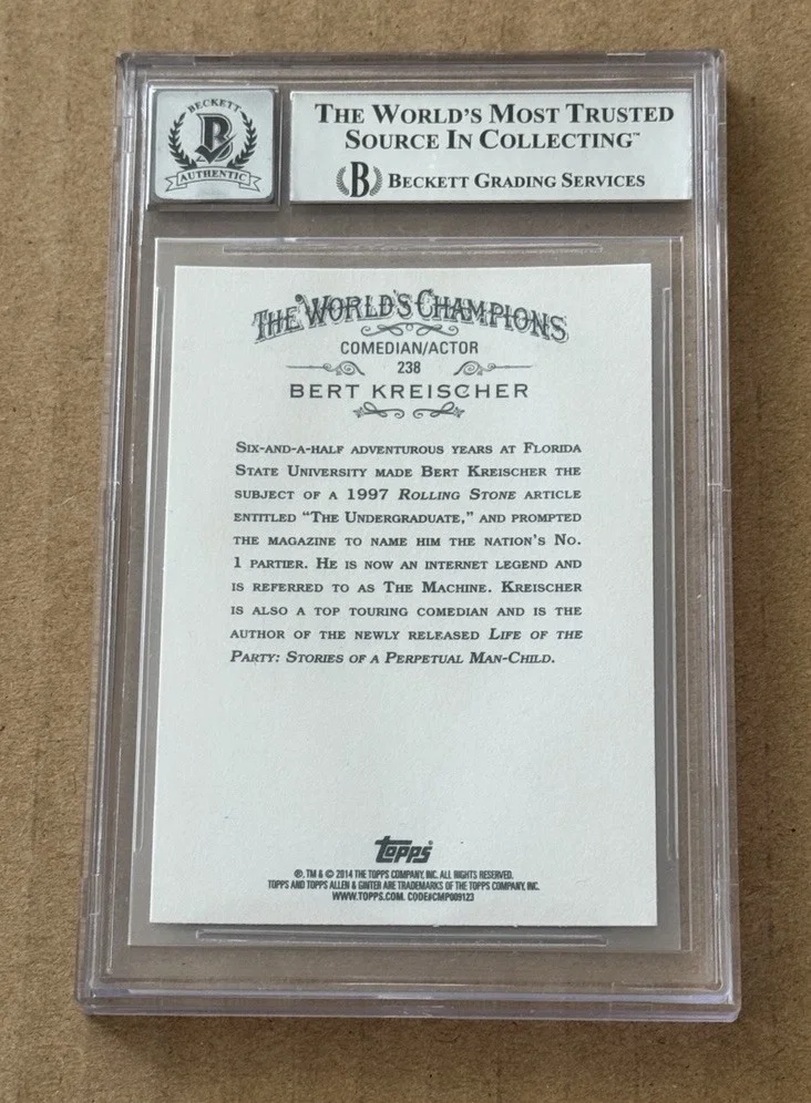 BERT KREISCHER — BERT KREISCHER SIGNED 2014 TOPPS ALLEN&GINTER AUTO GRADE 10 BAS W/THE MACHINE, изображение 2