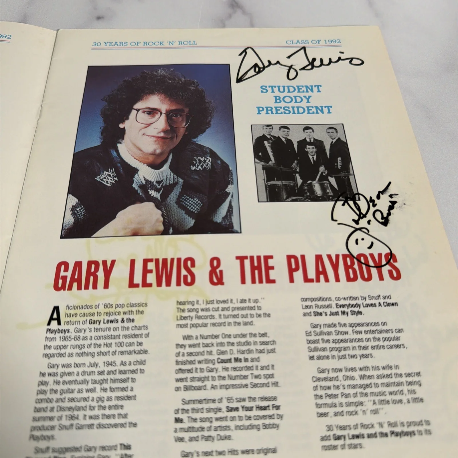 Gary Lewis Mitch Ryder Otis Day Joey Molland Gladys Horton Signed Program 1992, image 2