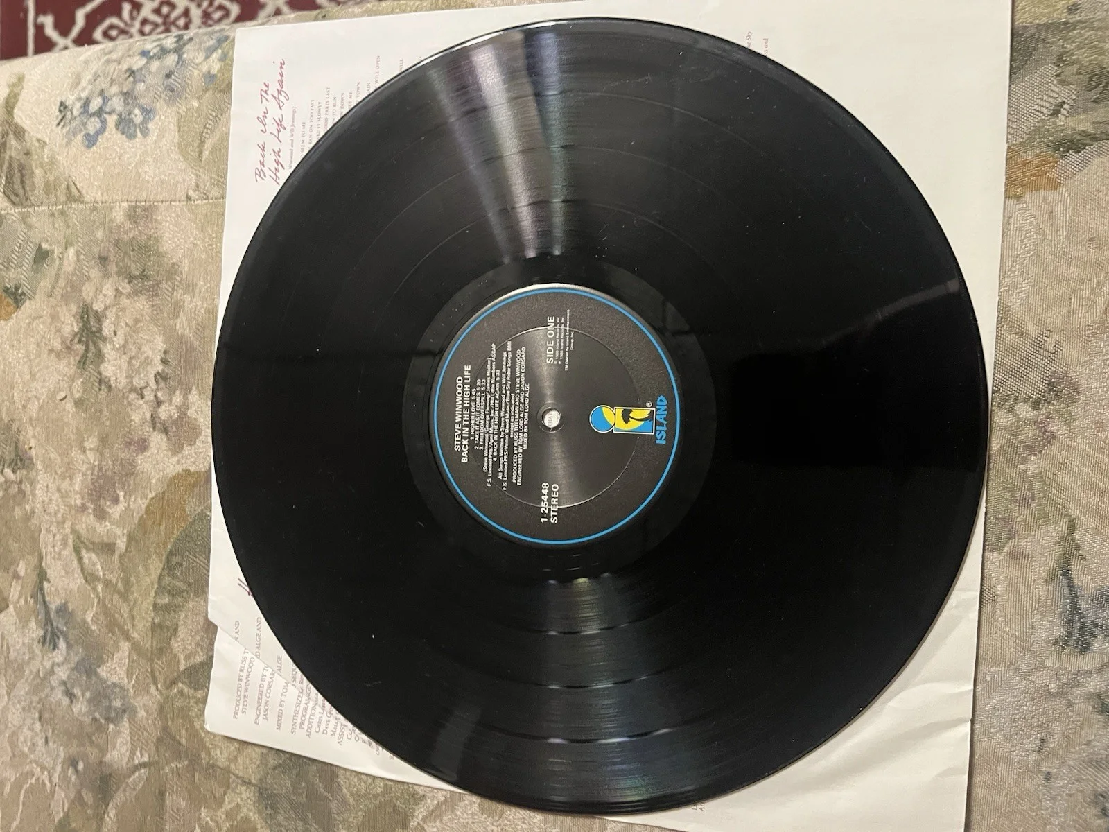 Steve Winwood *BACK IN THE HIGH LIFE* Signed Vinyl LP, изображение 5