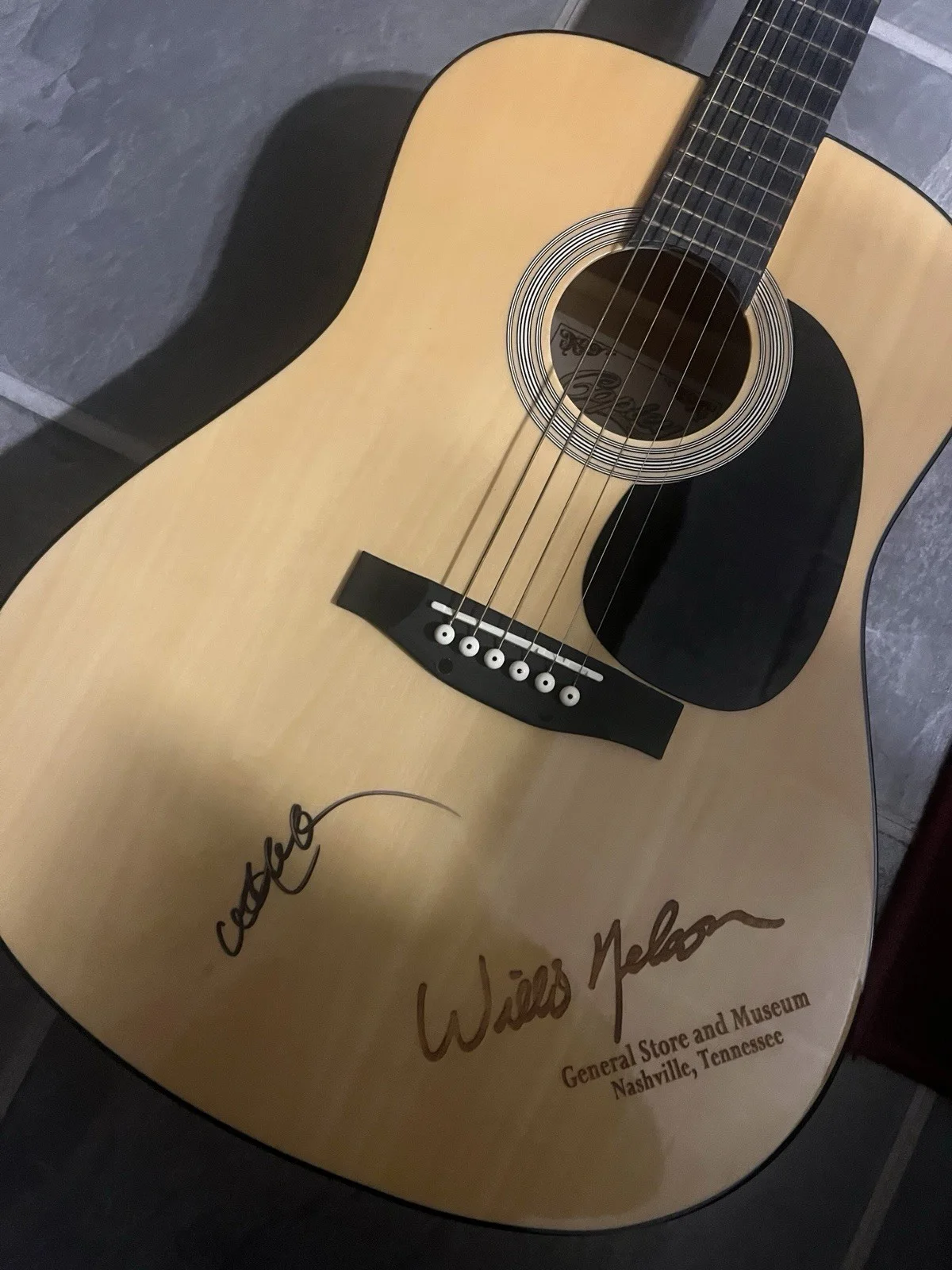 Willie Nelson *ON THE ROAD AGAIN* Signed Acoustic Guitar, image 2