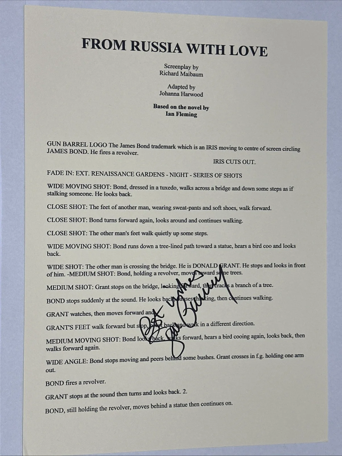 Sean Connery James Bond 007 Signed FRWL Script Sheet Personal COA, image 3