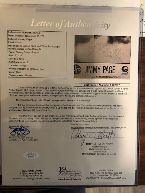 JIMMY PAGE SIGNED PICTURE LOA JSA, image 3
