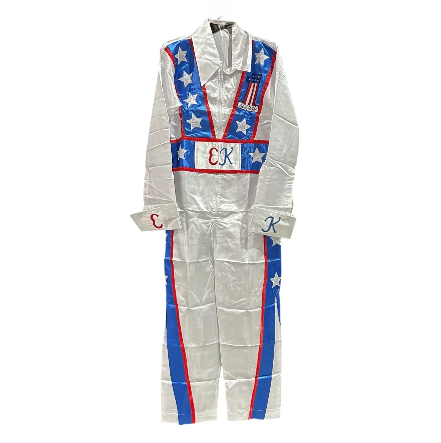 Evel Knievel — EVEL KNIEVEL AUTOGRAPHED CUSTOM RED WHITE & BLUE JUMPSUIT BECKETT AUTHENTICATED