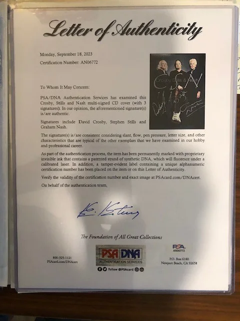 CROSBY STILLS & NASH SIGNED DVD COVER LOA PSA/DNA, изображение 2