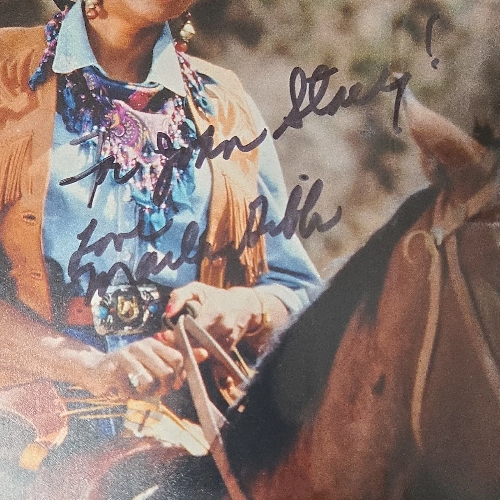 marla riggs Signed Original Movie Photograph Autograph Western Scene Two Actors, изображение 2