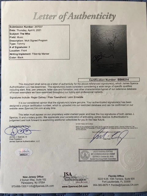 THE WHO SIGNED "TOMMY" PROGRAM (3 SIGS) LOA JSA, image 5