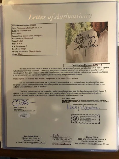 JOHNNY CASH SIGNED PICTURE LOA JSA, image 2