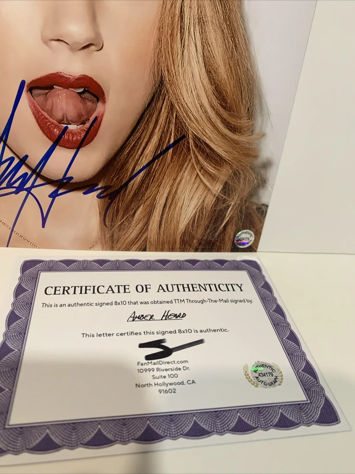 Amber Heard (Actress) Signed Autographed 8x10 photo - AUTO COA, image 2