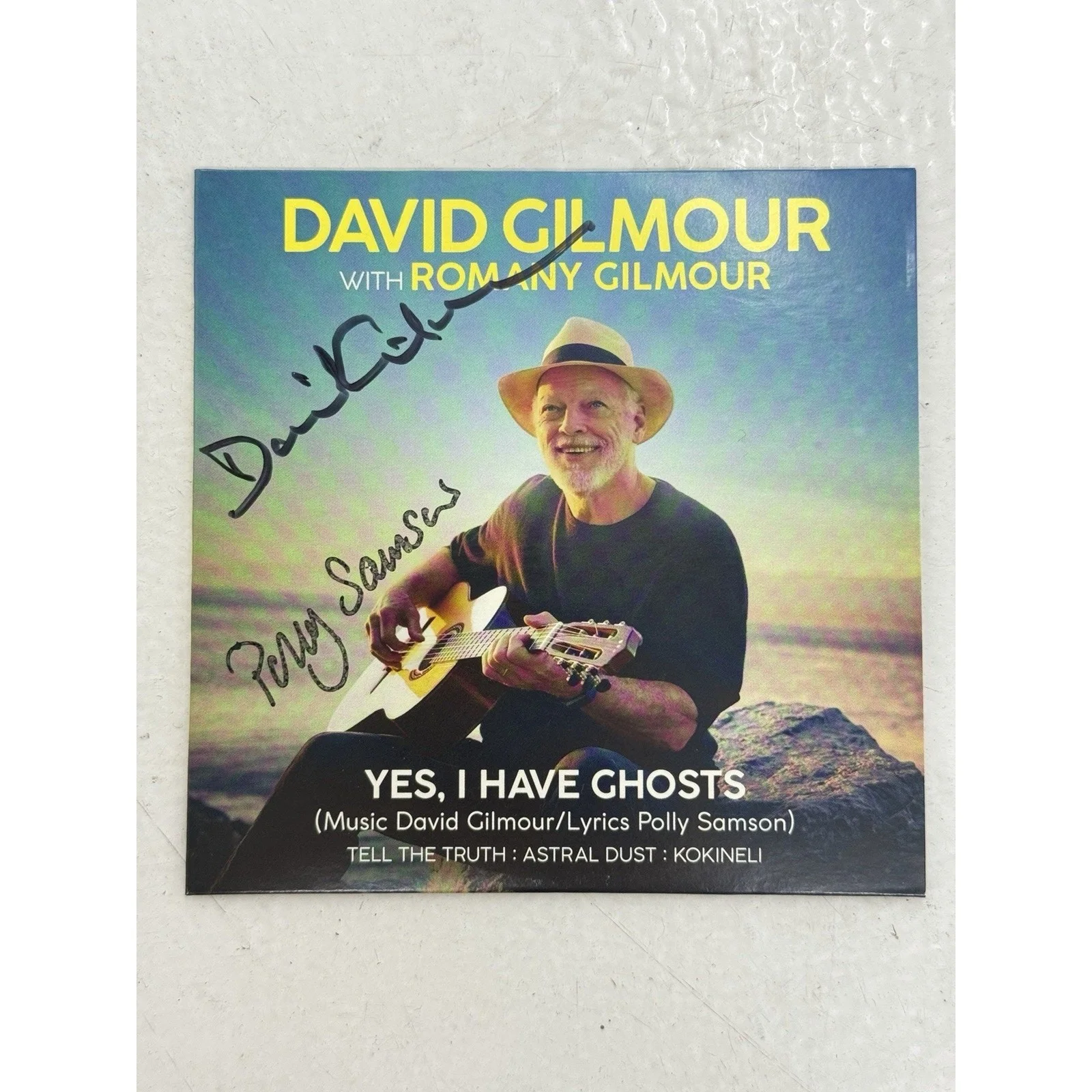 David Gilmour Pink Floyd Signed CD Yes, I Have Ghosts Autograph Polly Samson, image 2