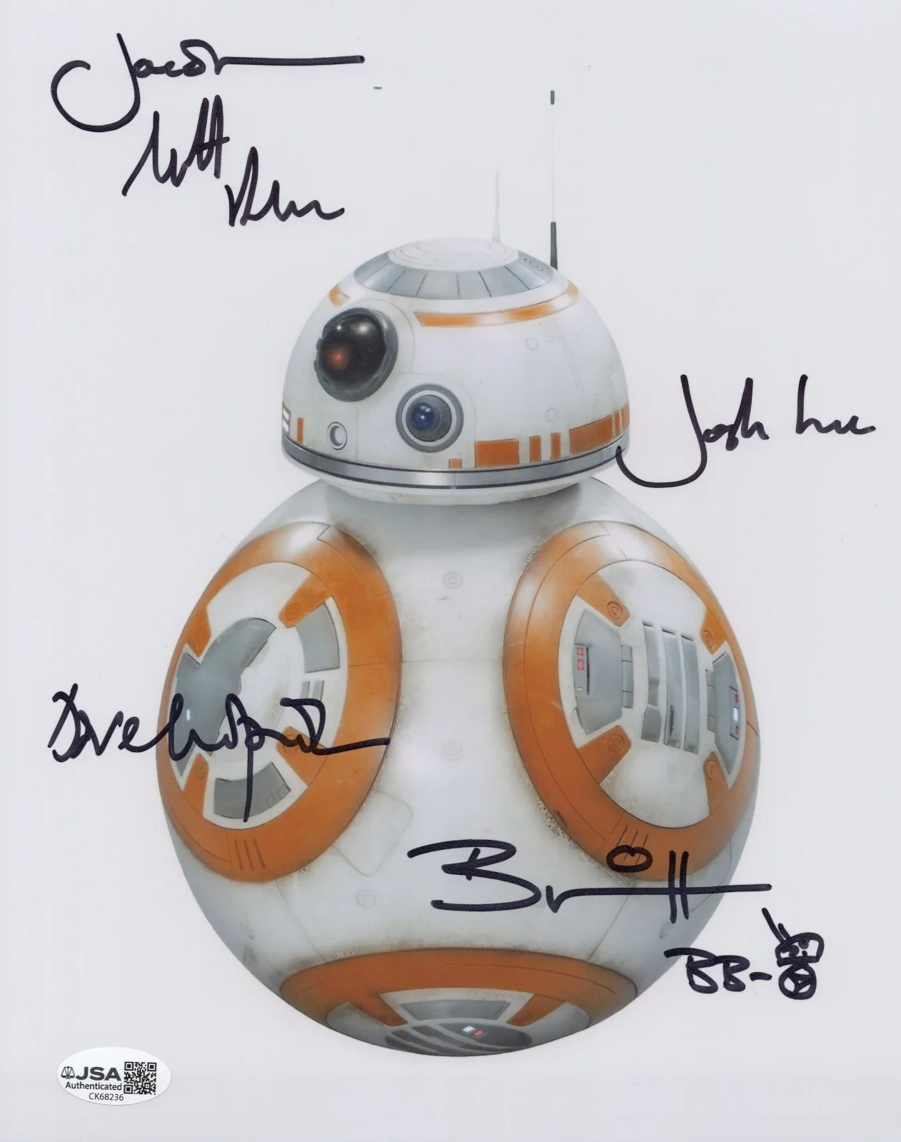 Chapman, Davies, Denton, Herring & Lee — Star Wars BB-8 8x10 photo signed Chapman, Davies, Denton, Herring, Lee JSA COA