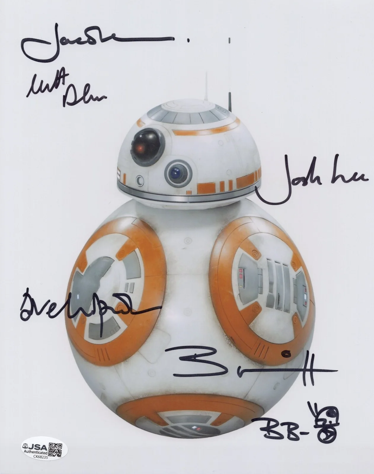 Chapman, Davies, Denton, Herring & Lee — Star Wars BB-8 8x10 photo signed Chapman, Davies, Denton, Herring, Lee JSA COA
