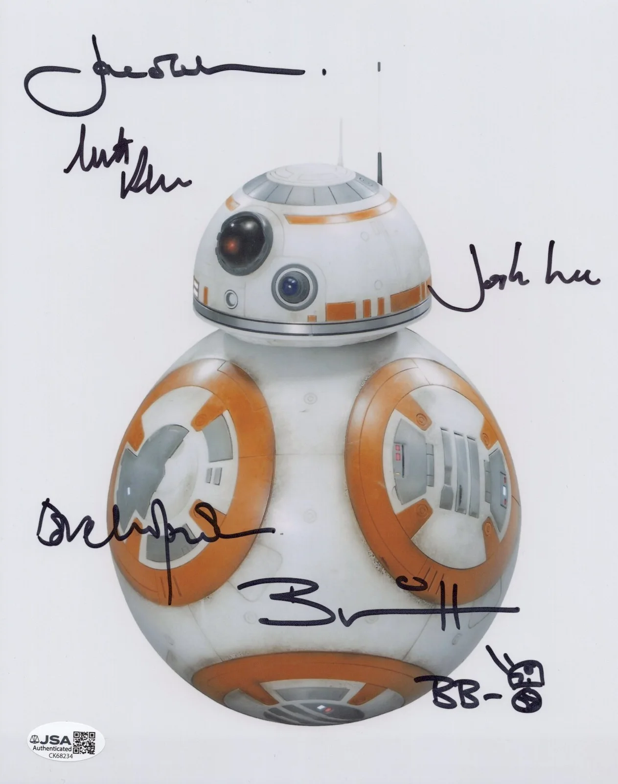 Chapman, Davies, Denton, Herring & Lee — Star Wars BB-8 8x10 photo signed Chapman, Davies, Denton, Herring, Lee JSA COA