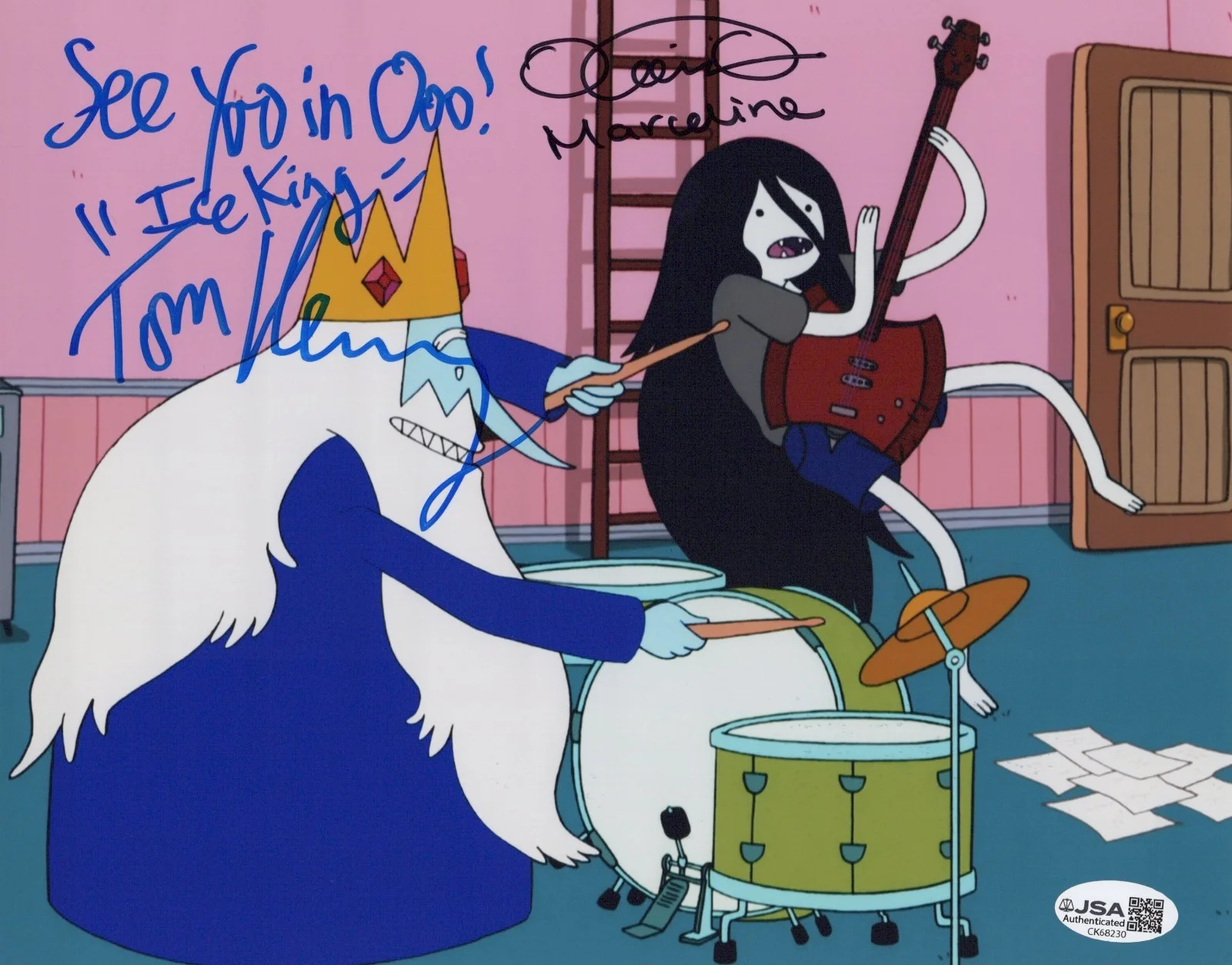 Tom Kenny & Olivia Olson — Adventure Time 8x10 photo signed by Tom Kenny & Olivia Olson JSA COA