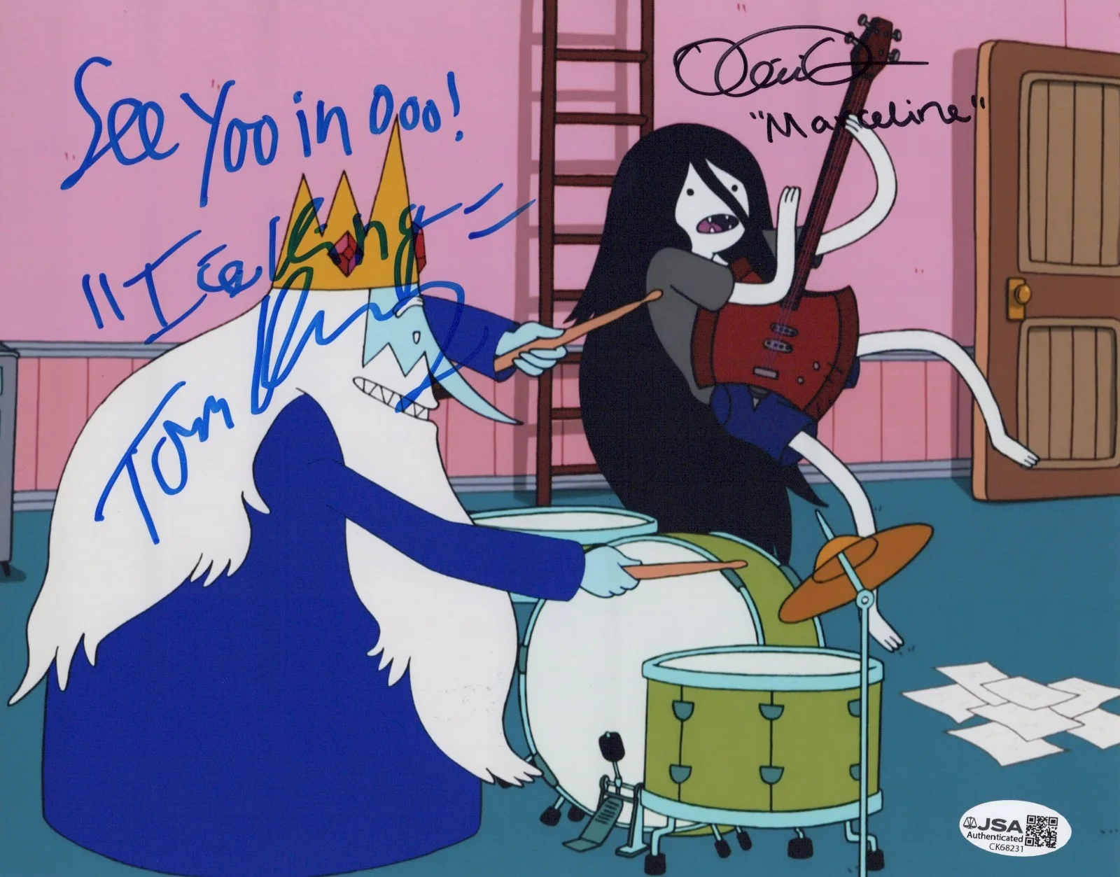 Tom Kenny & Olivia Olson — Adventure Time 8x10 photo signed by Tom Kenny & Olivia Olson JSA COA