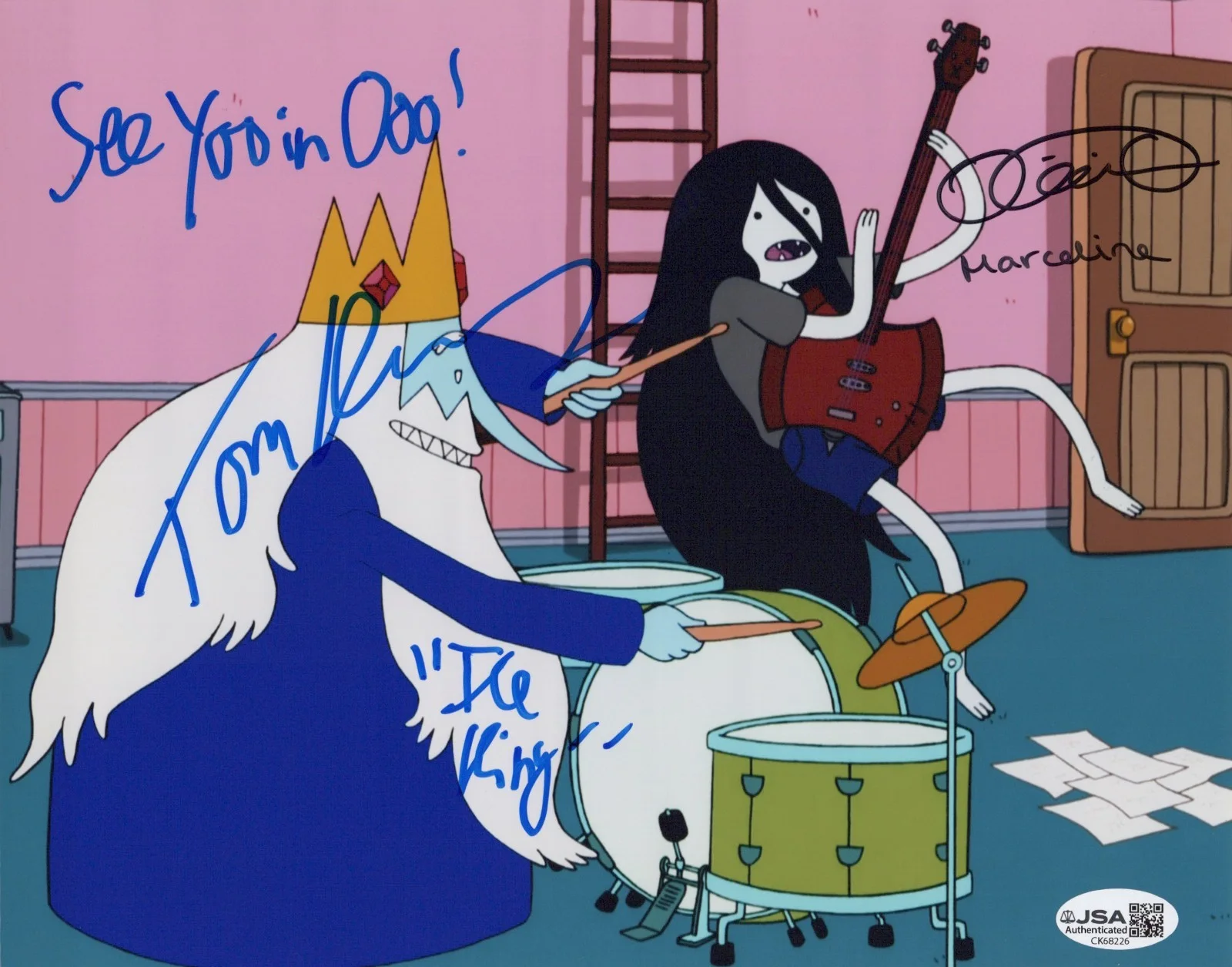 Tom Kenny & Olivia Olson — Adventure Time 8x10 photo signed by Tom Kenny & Olivia Olson JSA COA