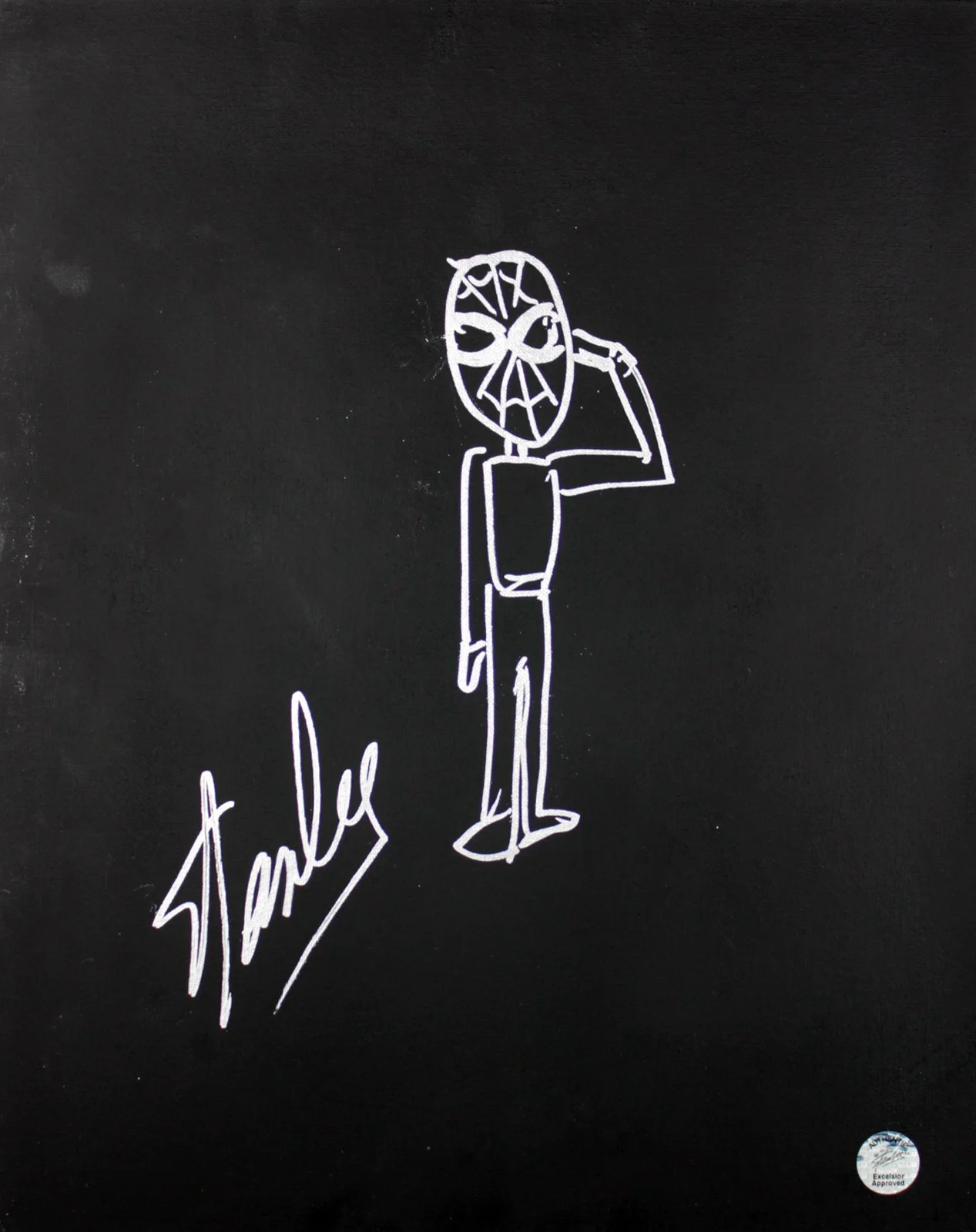 Stan Lee — Stan Lee Authentic Signed 16x20 Canvas w/ Spider-man Sketch PSA/DNA #W00379
