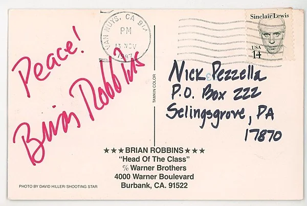 Brian Robbins — -PARAMOUNT CEO/VARSITY BLUES- BRIAN ROBBINS Signed/Autograph/Auto Movie Postcard, изображение 2