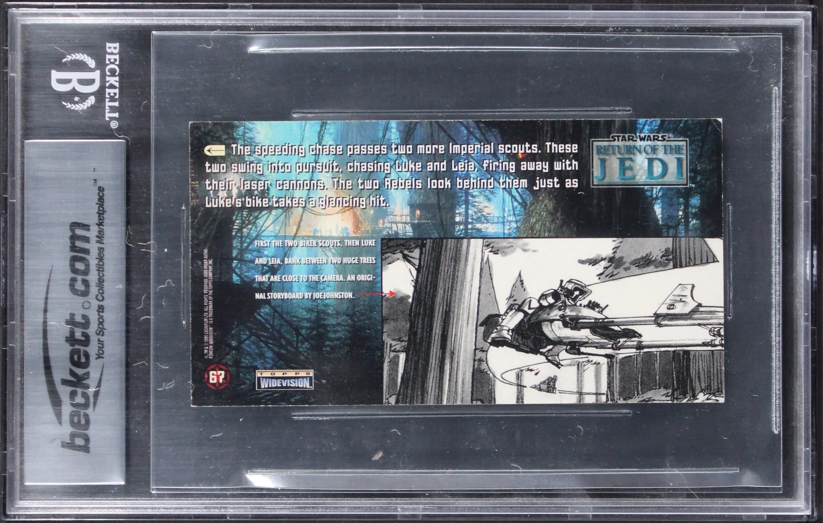 Larry Holt, Billy Horrigan, Julius LeFlore — (3) Holt +2 Signed 1996 Star Wars ROTJ Widevision #67 Card Auto 10! BAS Slabbed, изображение 2