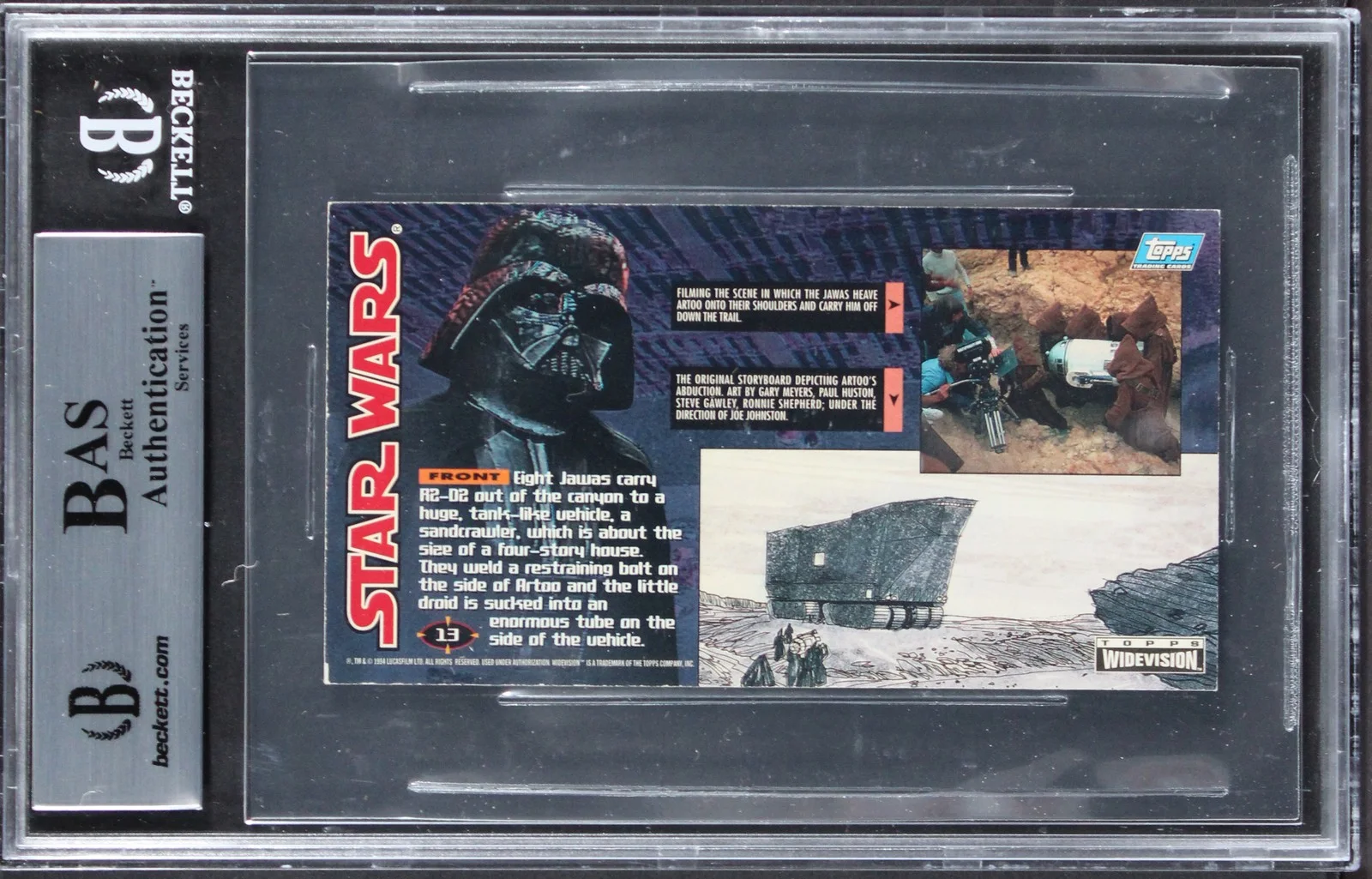 Bob Shepherd, Frazer Diamond, Rusty Goffe, Tim Donaldson, Andrea — (5) Shepherd, Diamond +3 Signed 1995 Star Wars Widevision #13 Card BAS Slabbed, изображение 2