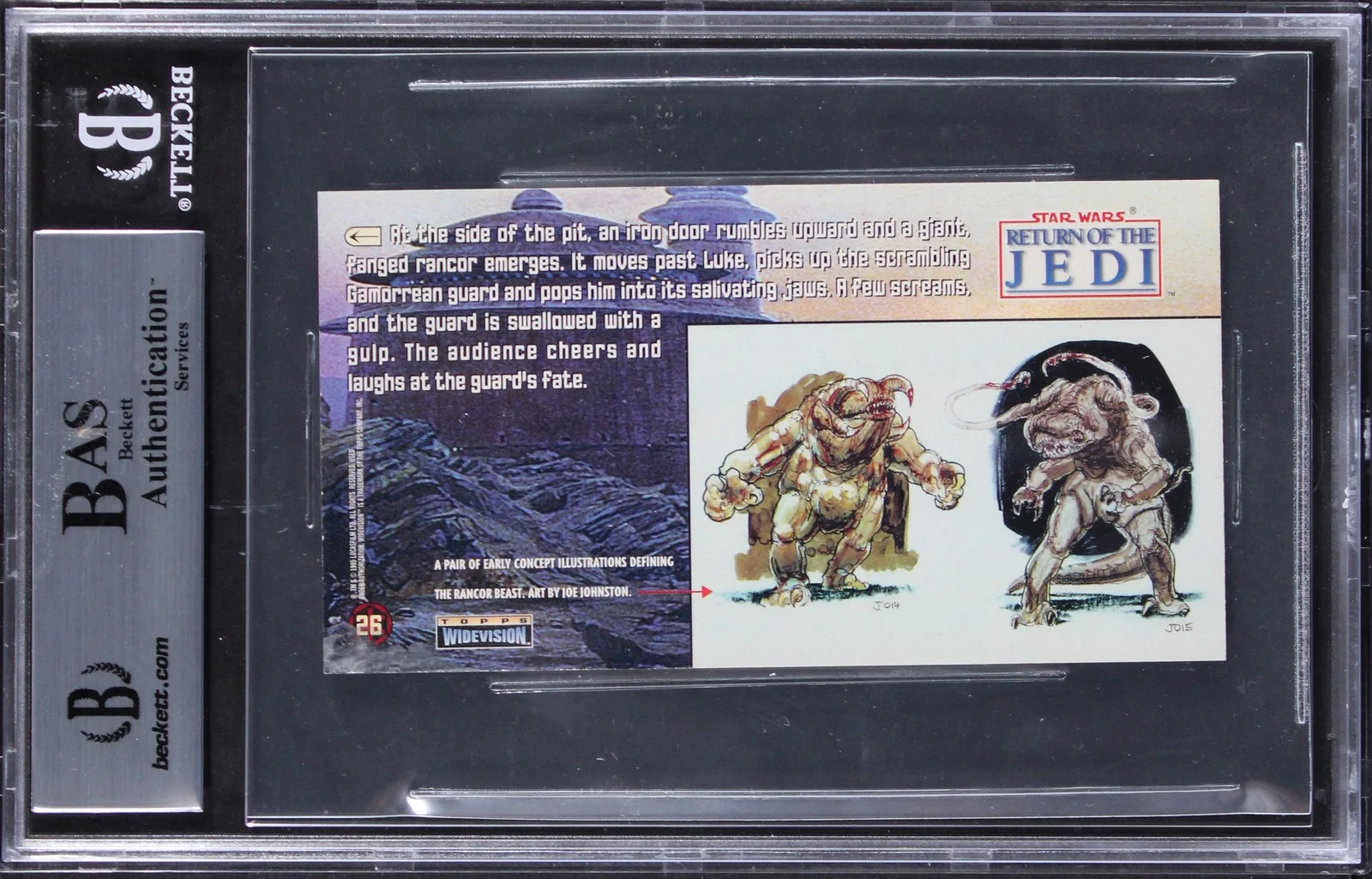 Dennis Muren, Kim Marks — (2) Muren & Marks Signed 1996 Star Wars ROTJ Widevision #26 Card BAS Slabbed, изображение 2