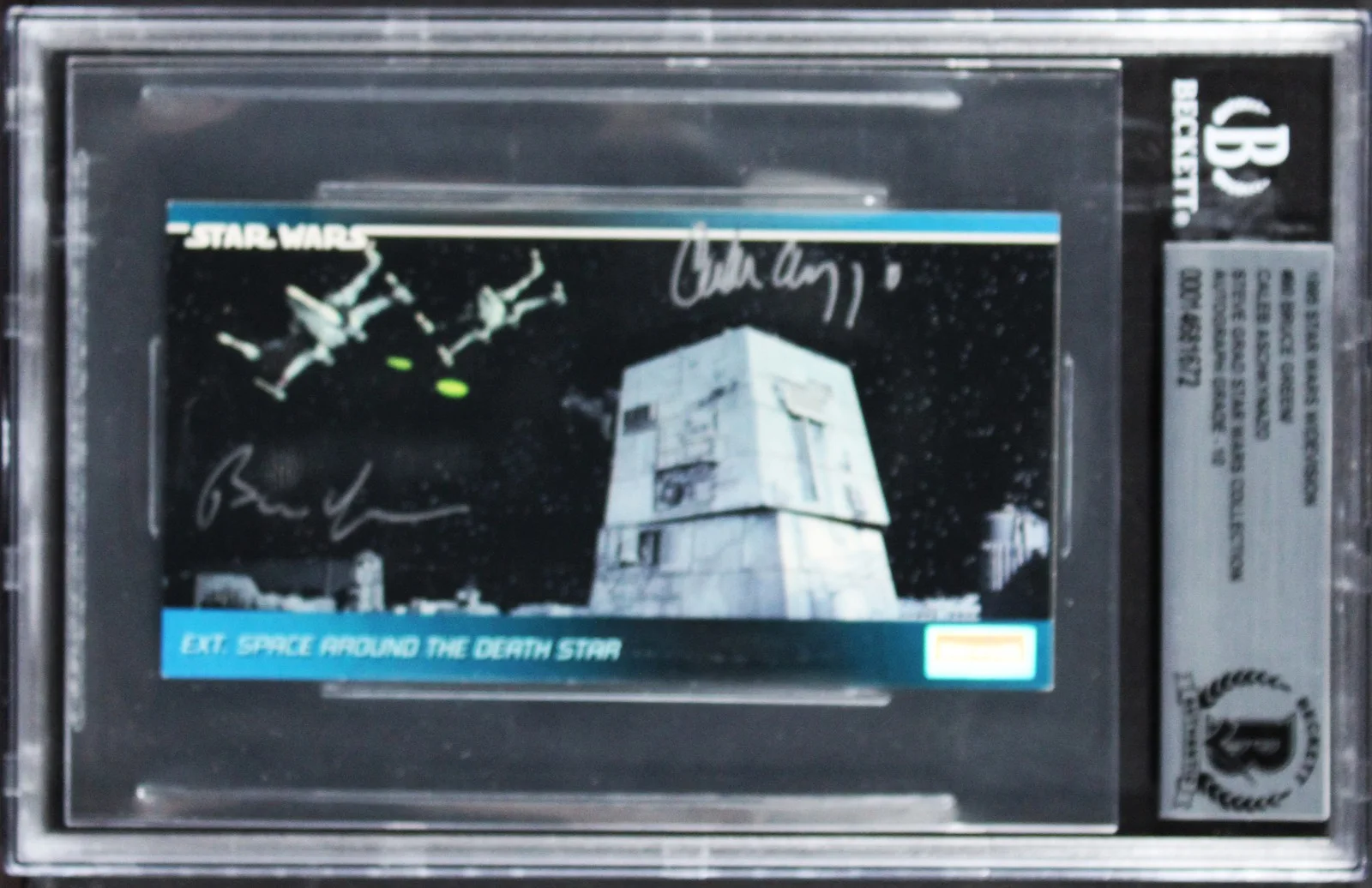 Bruce Green & Caleb Aschkynazo — (2) Green, Aschkynazo Signed 1995 Star Wars Widevision #90 Card Auto 10 BAS Slab