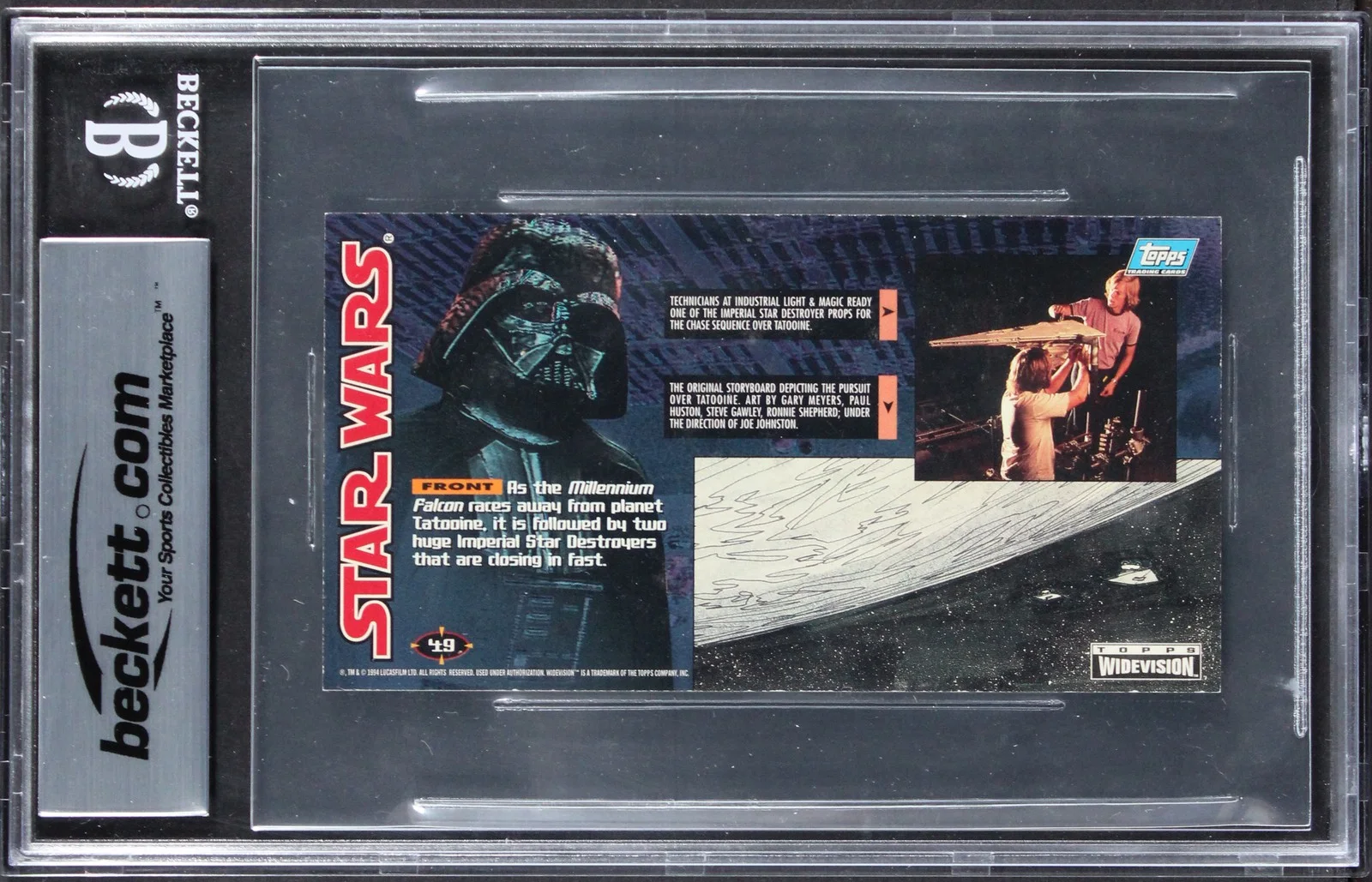 Lorne Peterson, Jonathan Erland, Steve Gawley, David Beasley, Pau — (6) Peterson +5 Signed 1995 Star Wars Widevision #49 Card Auto 10! BAS Slabbed, изображение 2