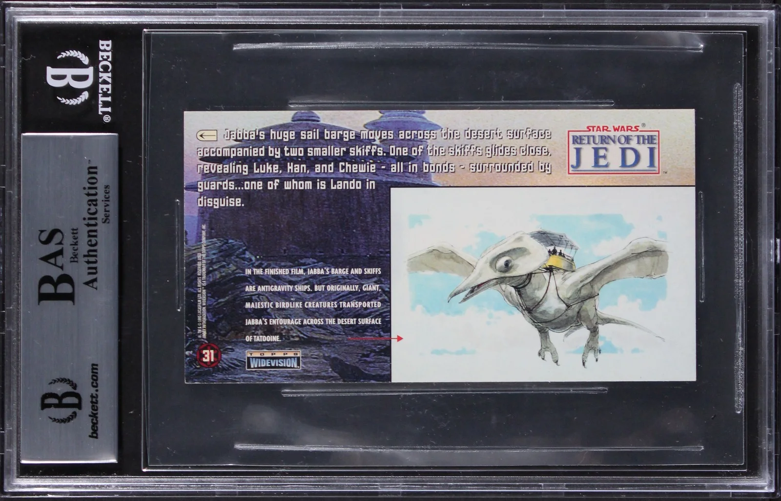 Larry Holt, Billy Horrigan, Julius LeFlore — (3) Holt, Horrigan +1 Signed 1996 Star Wars ROTJ Widevision #31 Card BAS Slabbed, изображение 2