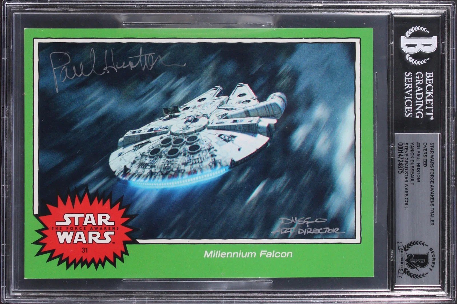 Paul Huston & Yanick Dusseault — (2) Huston & Dusseault Signed 2015 Star Wars FA Trailer OVS #31 Card BAS Slab 2
