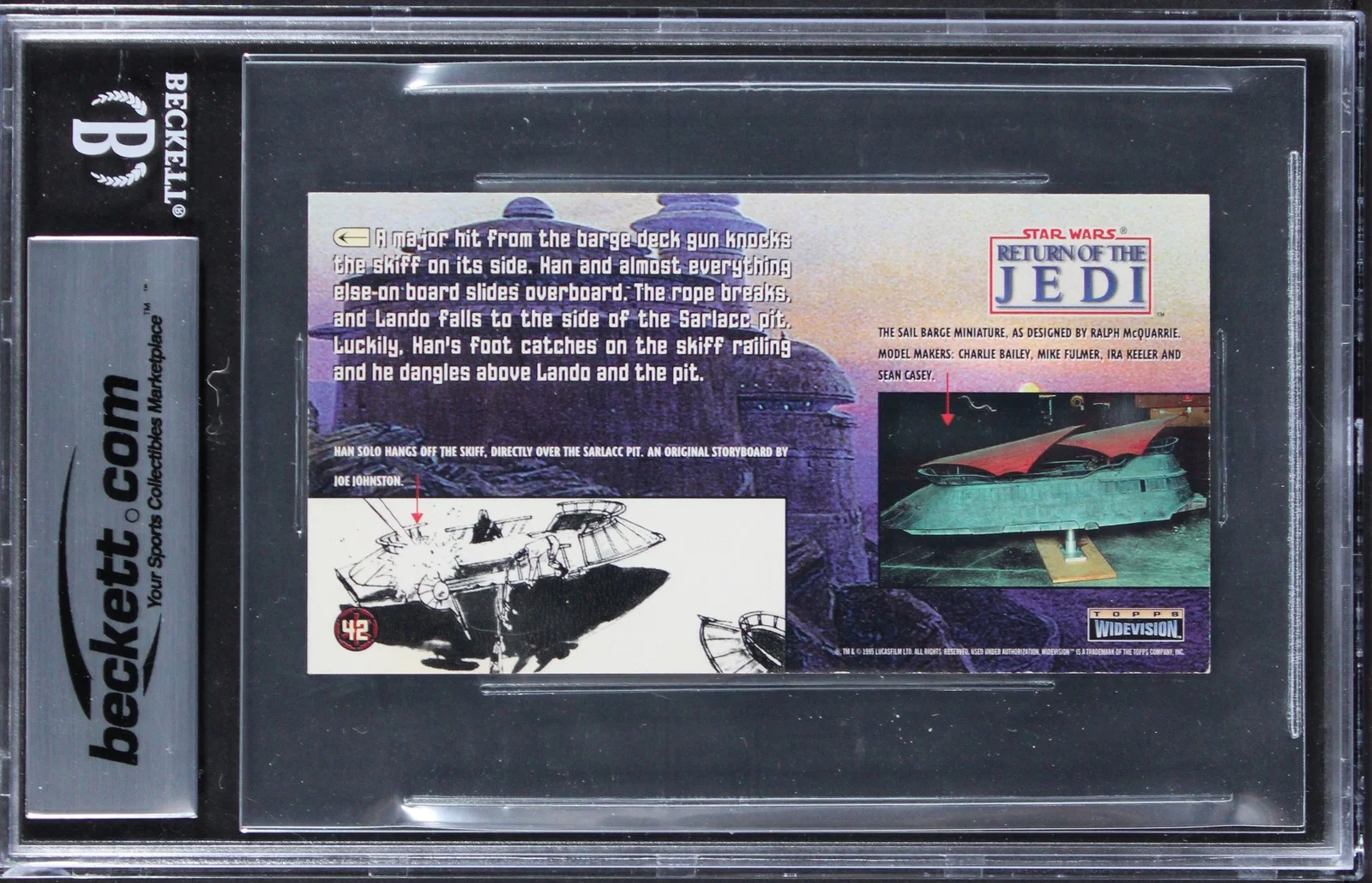 Larry Holt, Julius LeFlore — (2) Holt +1 Signed 1996 Star Wars ROTJ Widevision #42 Card Auto 10! BAS Slabbed, изображение 2