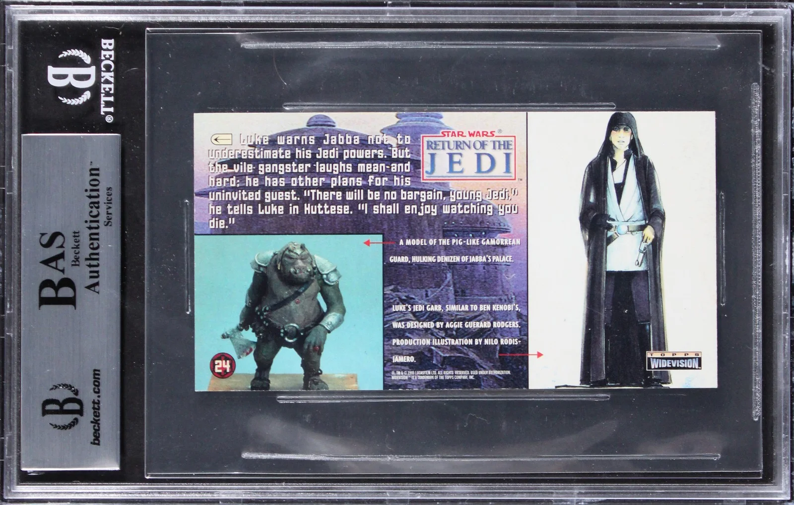 Simon J. Williamson, Gerald Home — (2) Williamson & Home "2x Insc" Signed 1996 Star Wars ROTJ #24 Card BAS Slabbed, image 2