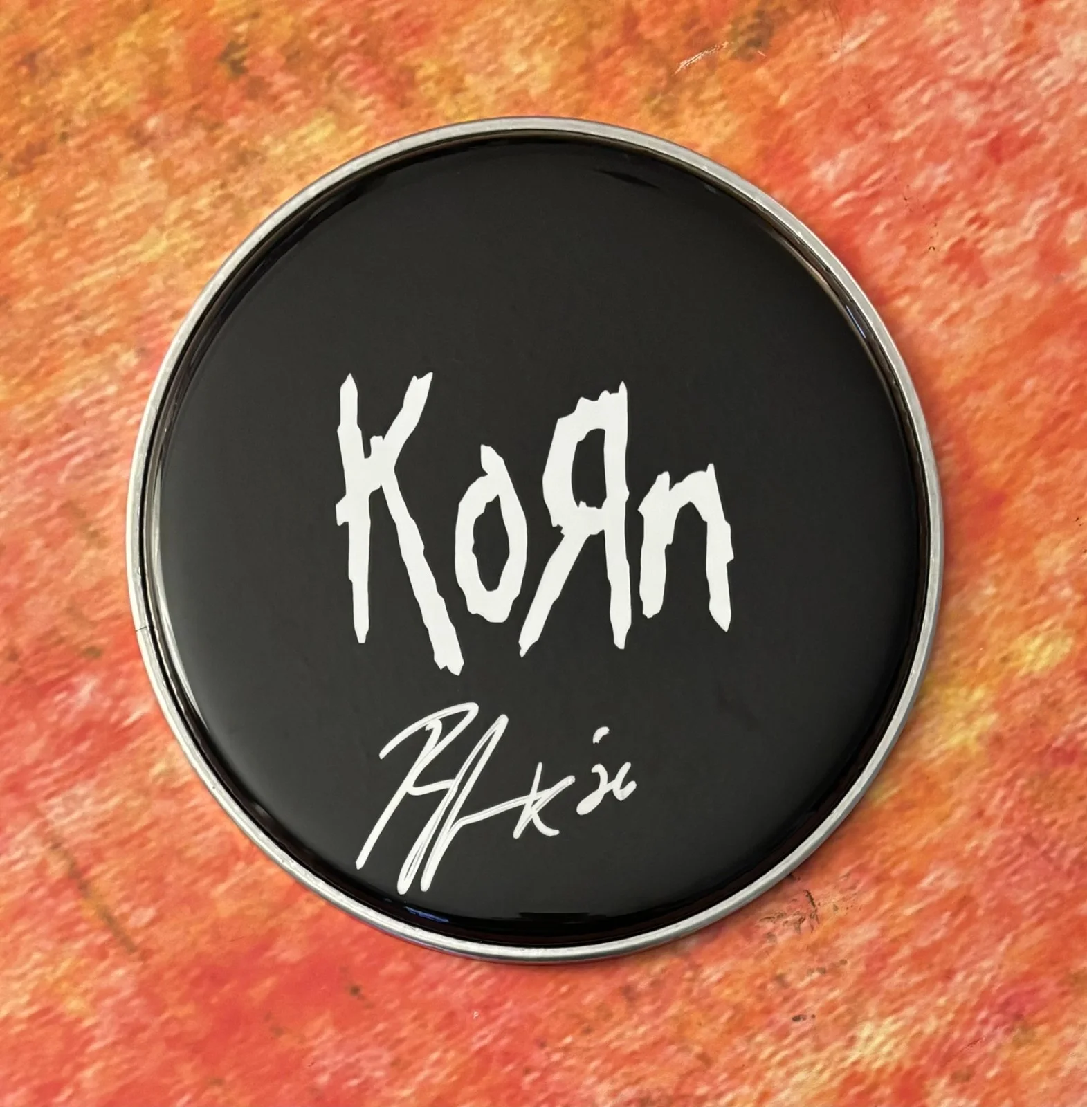 GFA Korn Band Drummer * RAY LUZIER * Signed 10" Drumhead COA, image 2