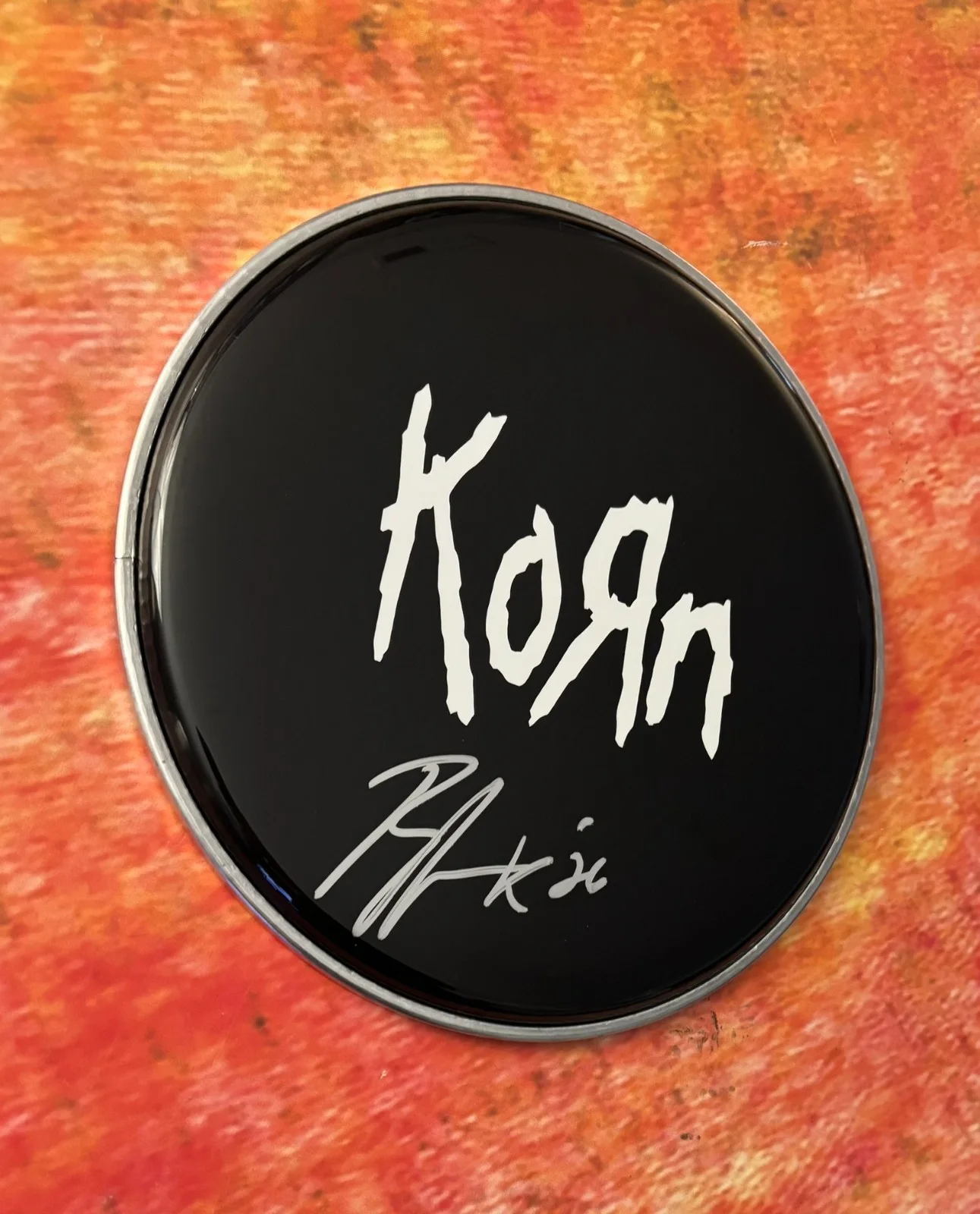 GFA Korn Band Drummer * RAY LUZIER * Signed 10" Drumhead COA, image 4
