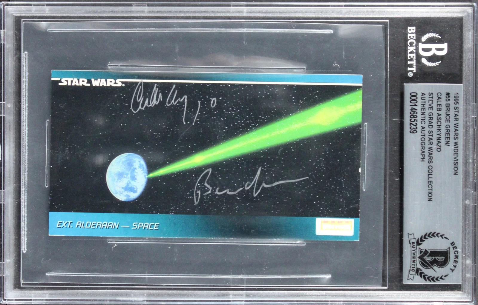 Bruce Green & Caleb Aschkynazo — (2) Green & Aschkynazo Signed 1995 Star Wars Widevision #55 Card BAS Slabbed