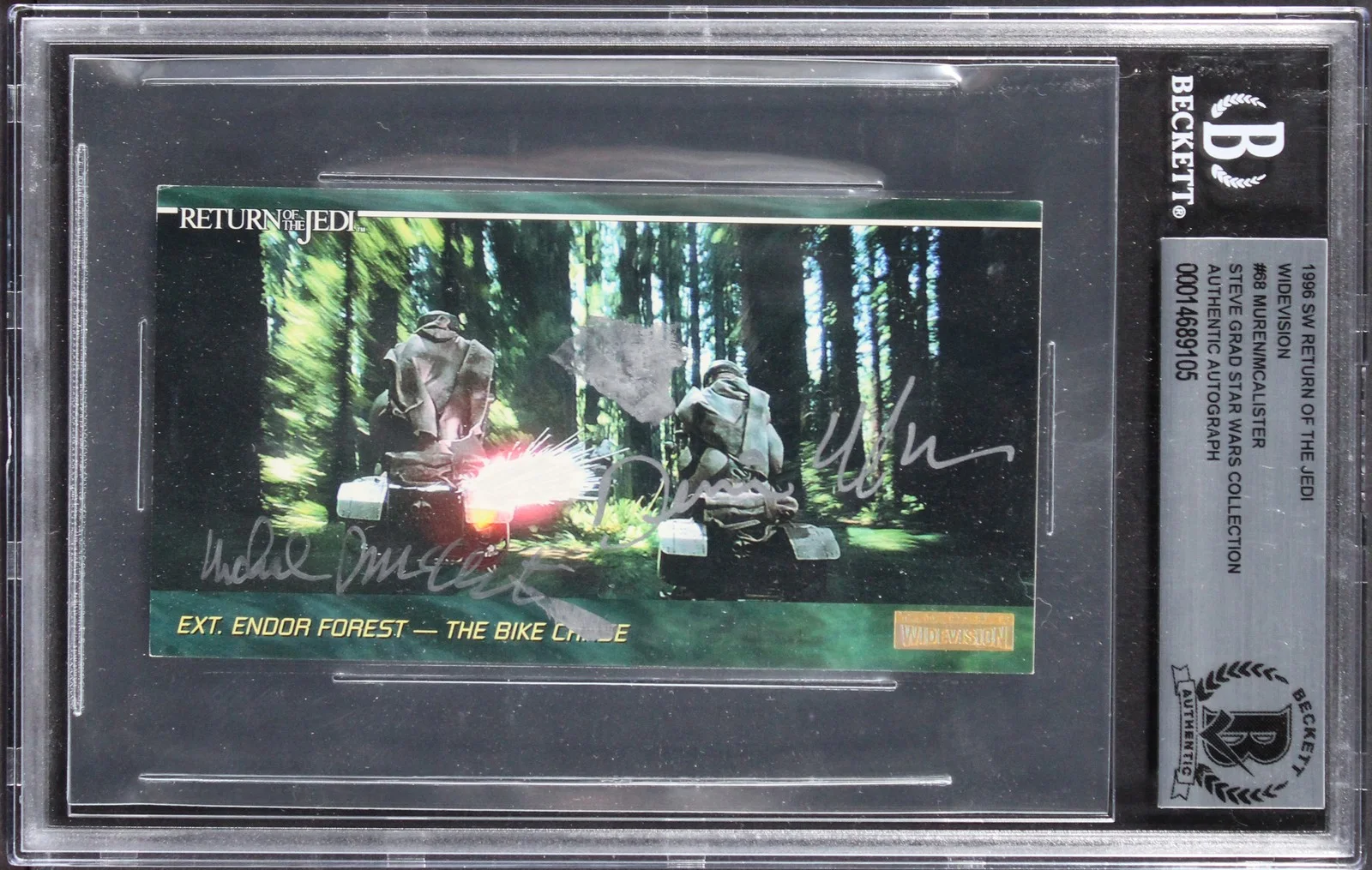 Dennis Muren & Michael J. McAlister — (2) Muren & McAlister Signed 1995 Star Wars ROTJ Widevision #68 Card BAS Slabbed