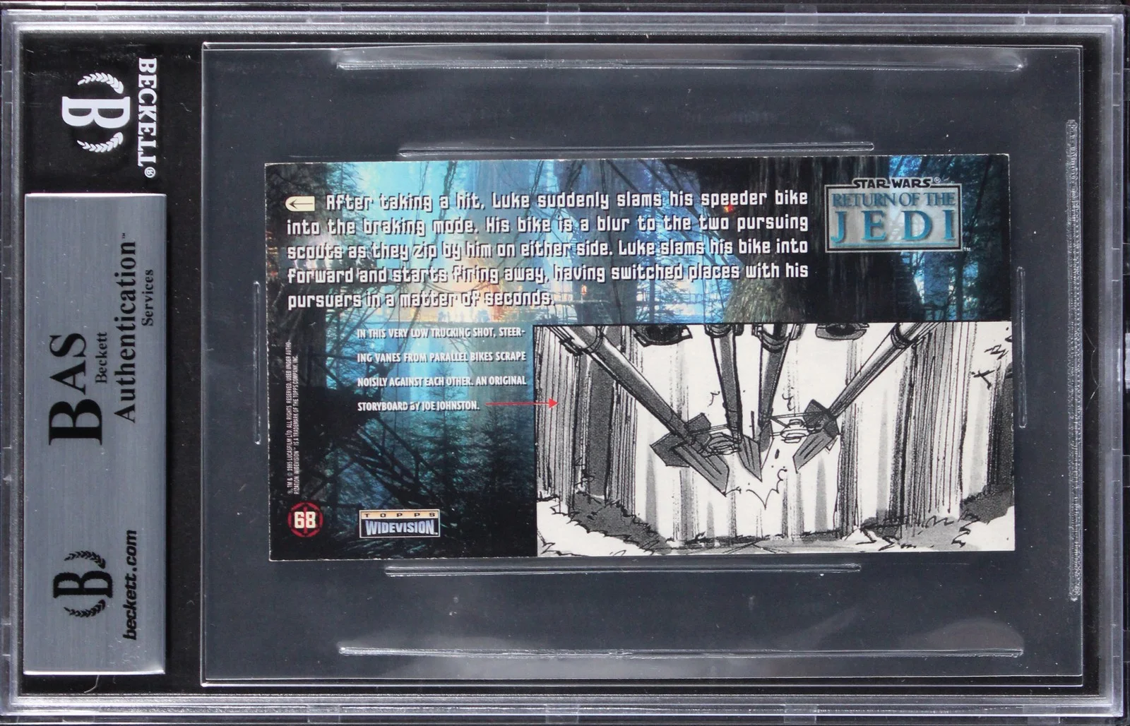 Dennis Muren, Michael J. McAlister — (2) Muren & McAlister Signed 1995 Star Wars ROTJ Widevision #68 Card BAS Slabbed, image 2