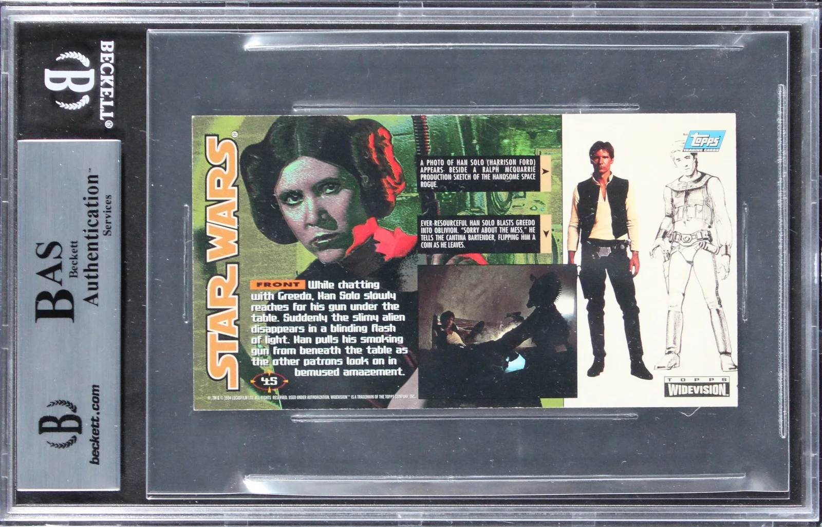 Paul Hirsch, Richard Crew — Paul Hirsch & Richard Crew Signed 1995 Star Wars Widevision #45 Card BAS Slabbed, изображение 2
