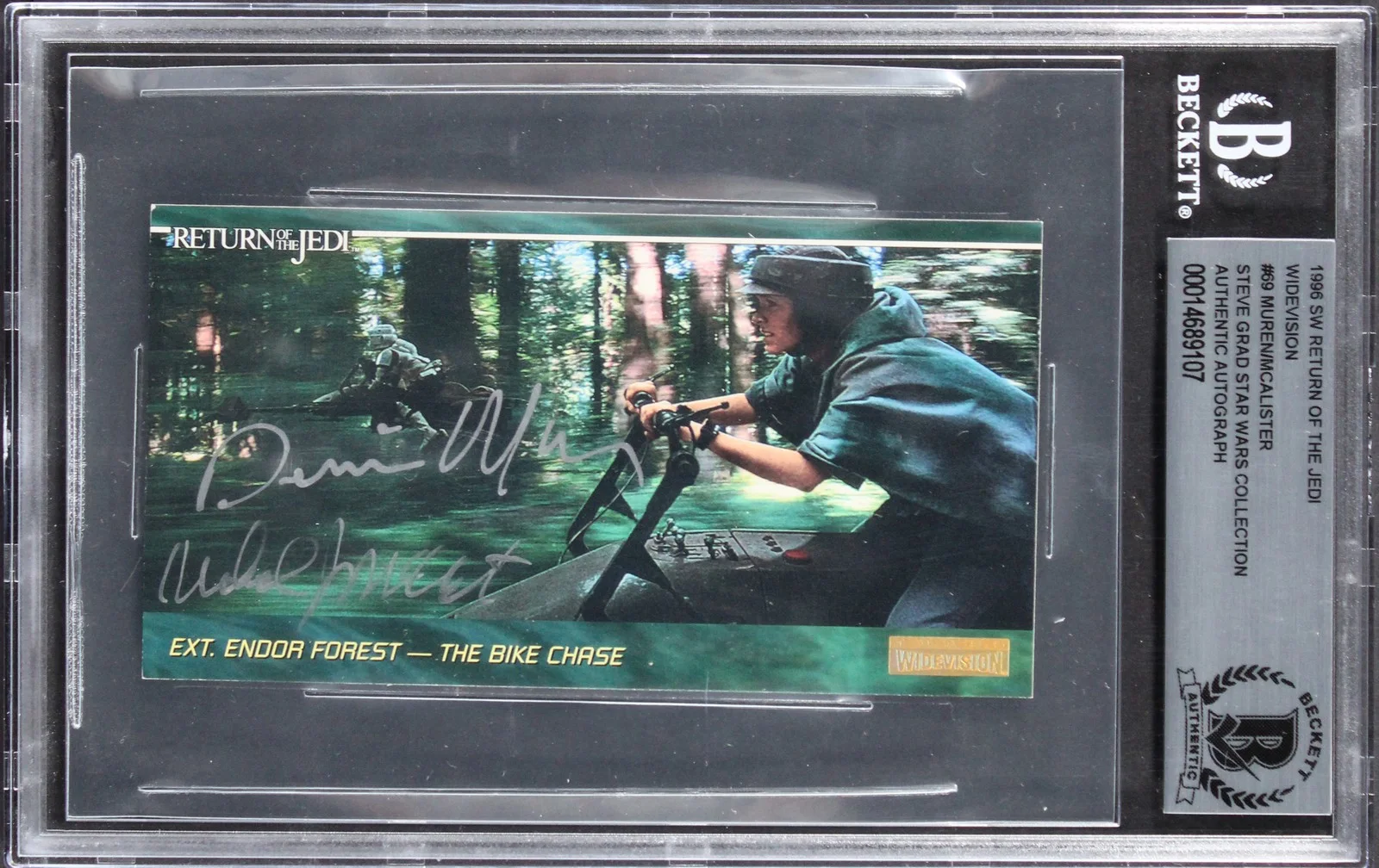 Dennis Muren & Michael J. McAlister — (2) Muren & McAlister Signed 1996 Star Wars ROTJ Widevision #69 Card BAS Slabbed