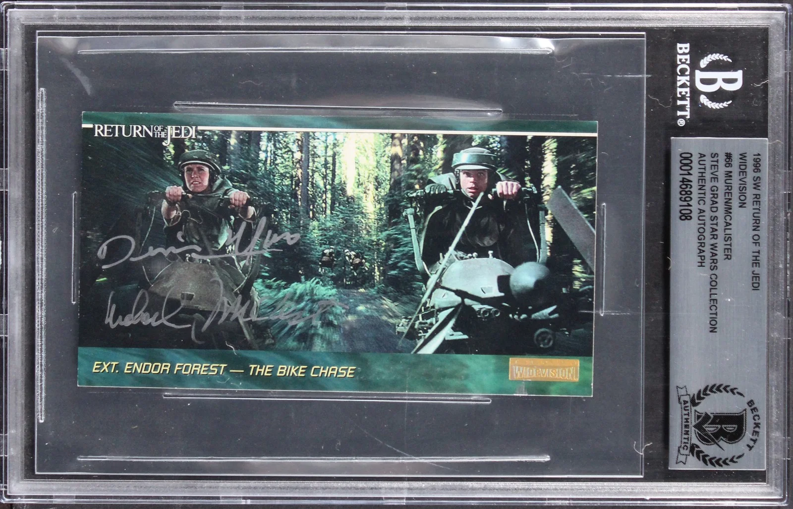 Dennis Muren & Michael J. McAlister — (2) Muren & McAlister Signed 1996 Star Wars ROTJ Widevision #66 Card BAS Slabbed