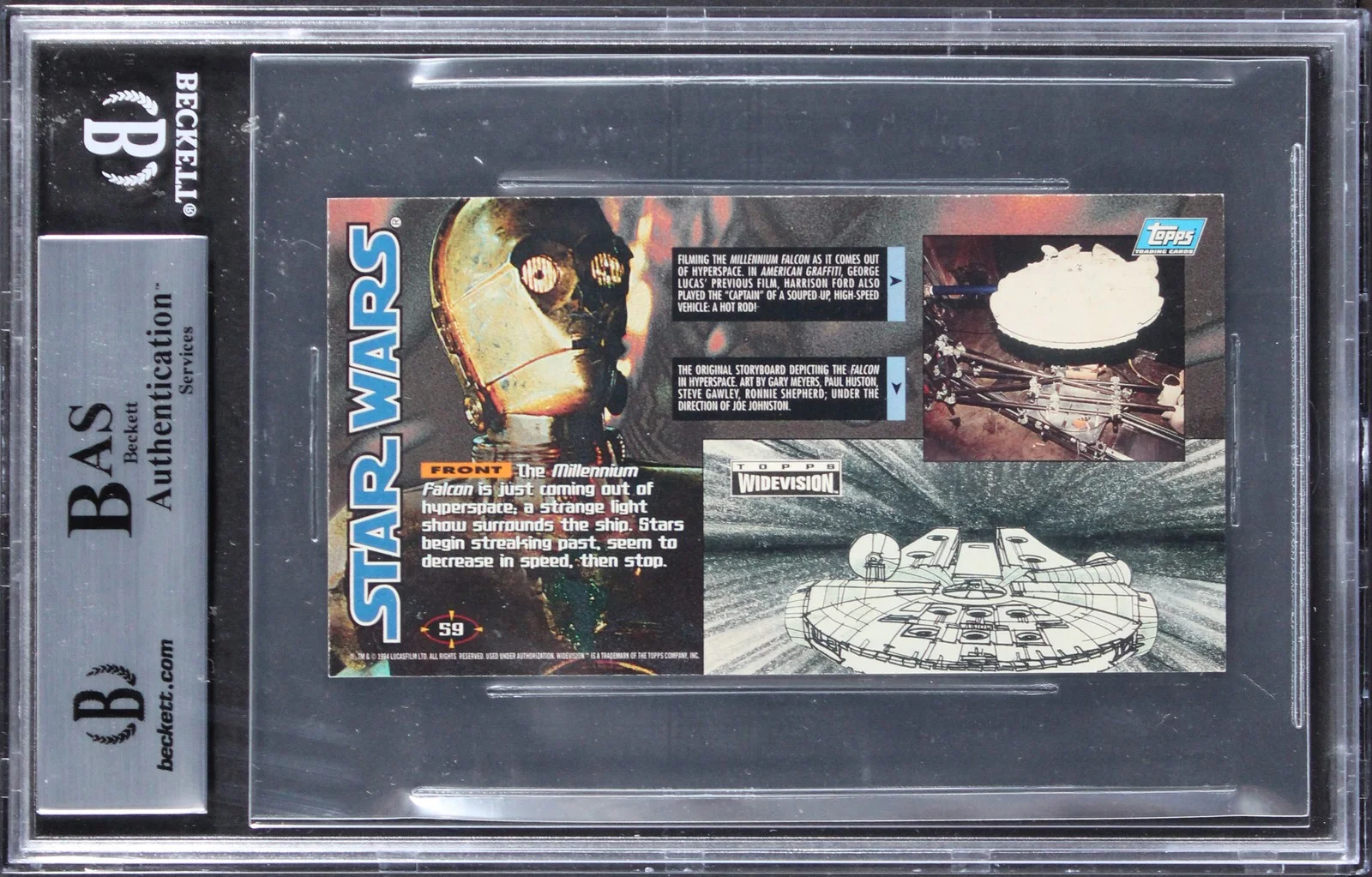 Lorne Peterson, Jonathan Erland, Steve Gawley, David Beasley, Pau — (6) Peterson, Beasley +4 Signed 1995 Star Wars Widevision #59 Card BAS Slabbed, изображение 2