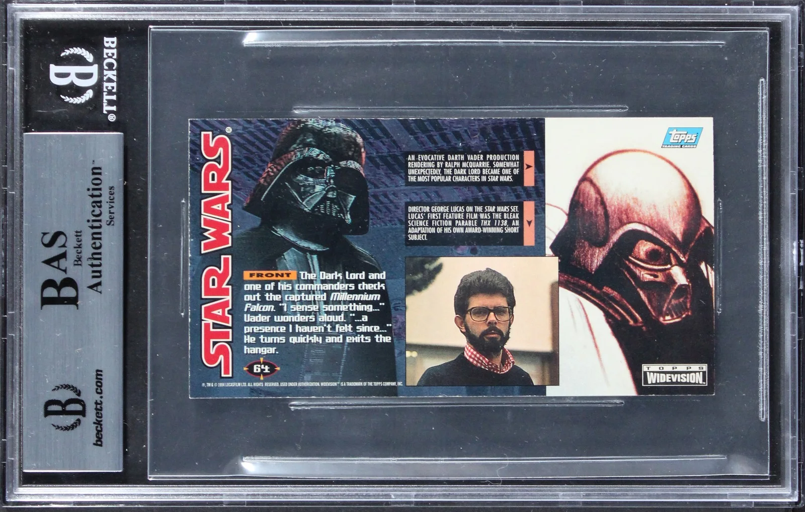 David Prowse, Chris Muncke — (2) Prowse & Muncke "w/ Insc" Signed 1995 Star Wars Widevision #64 Card BAS Slab, изображение 2