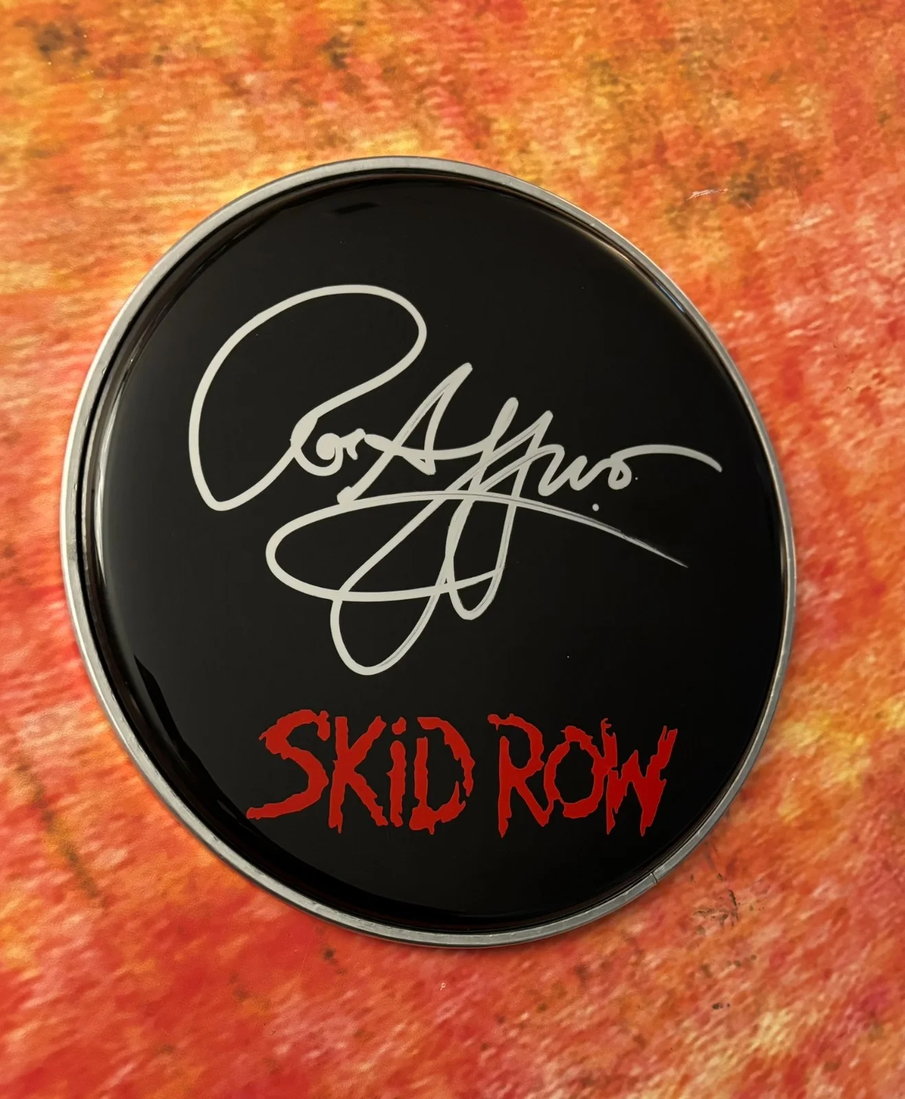 GFA Skid Row Band Drummer * ROB AFFUSO * Signed 10" Drumhead COA, image 2