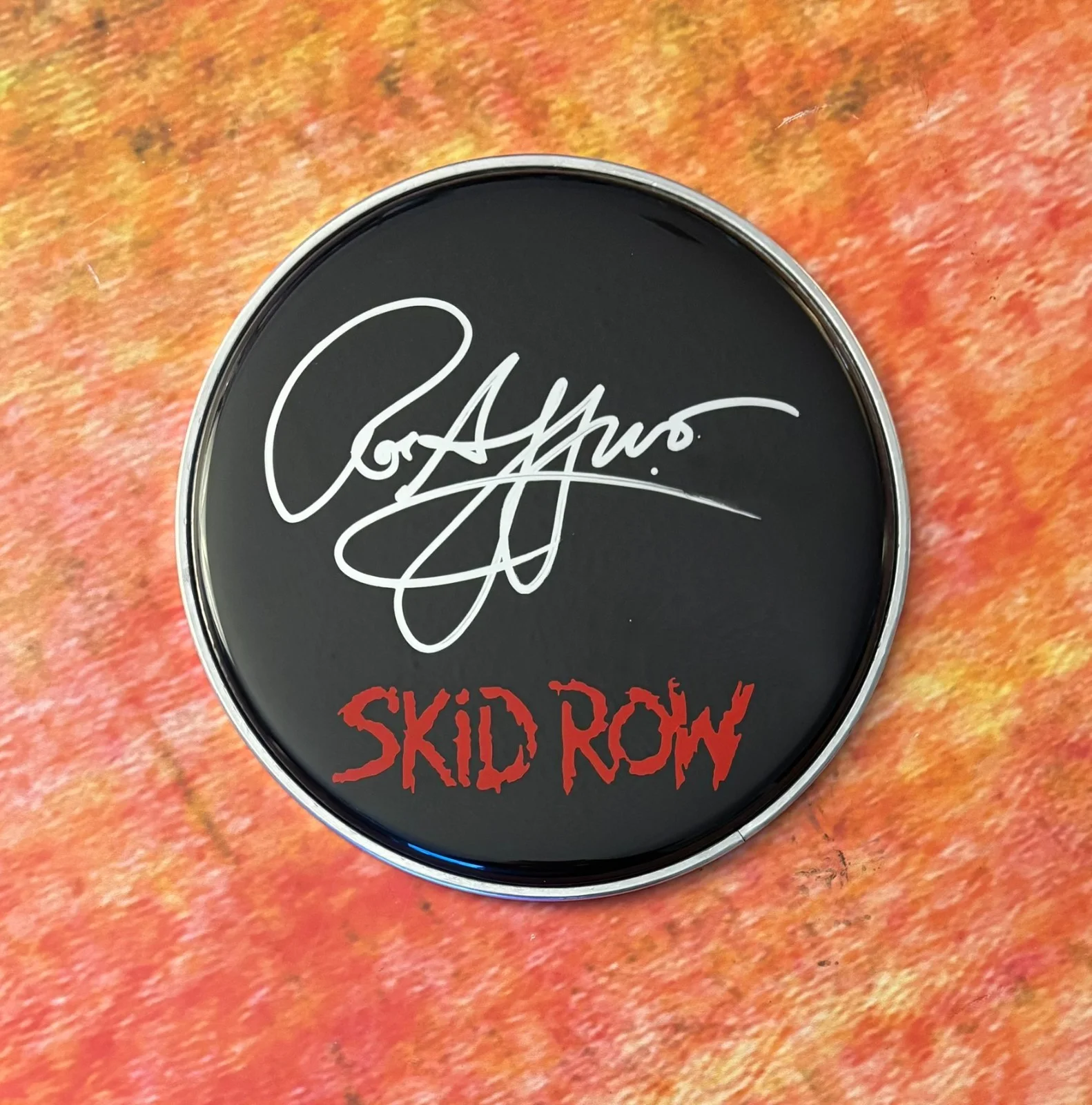 GFA Skid Row Band Drummer * ROB AFFUSO * Signed 10" Drumhead COA, image 3