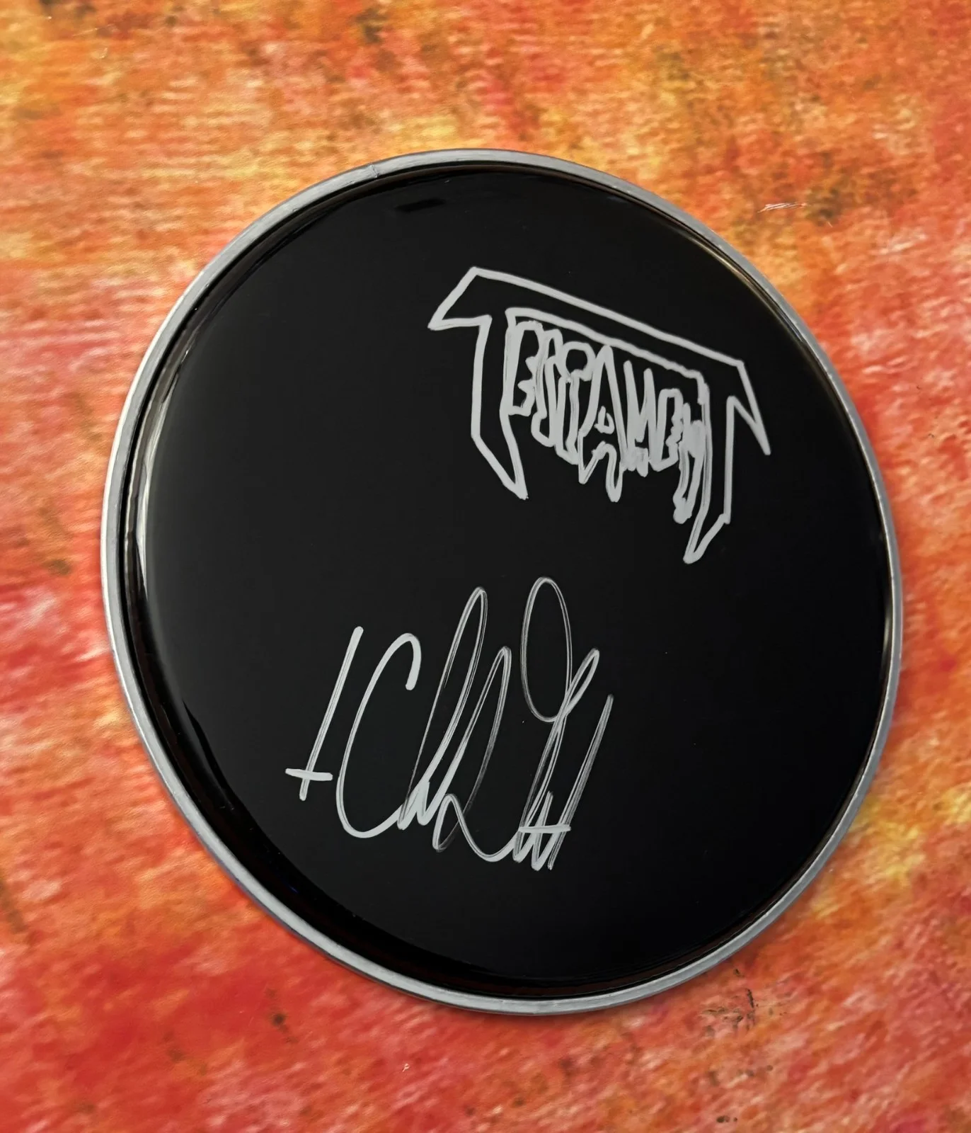 GFA Testament Band Drummer * CHRIS DOVAS * Signed 10" Drumhead PROOF COA, image 4