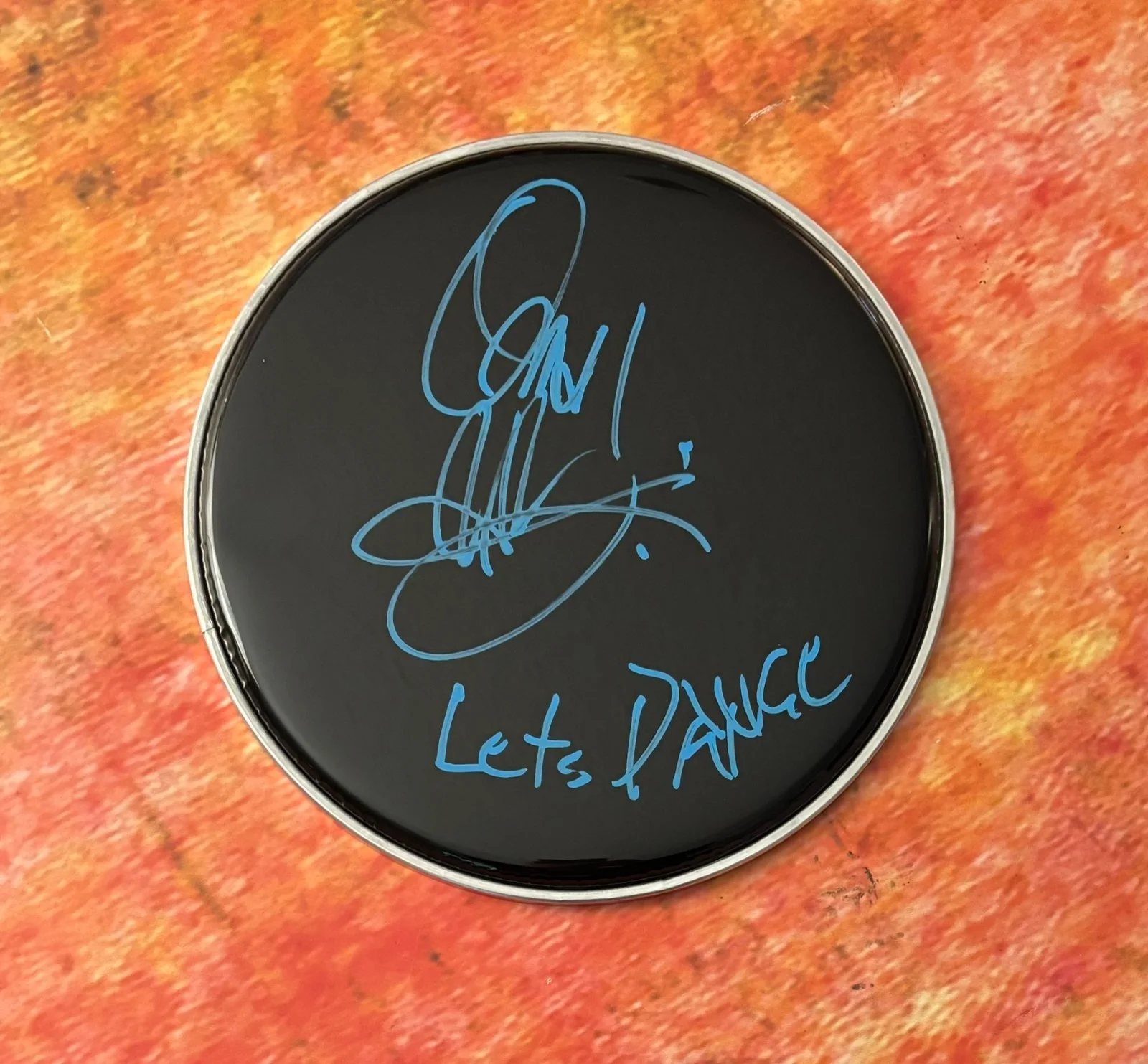 GFA David Bowie Let's Dance Drummer * OMAR HAKIM * Signed 10" Drumhead PROOF COA, image 2