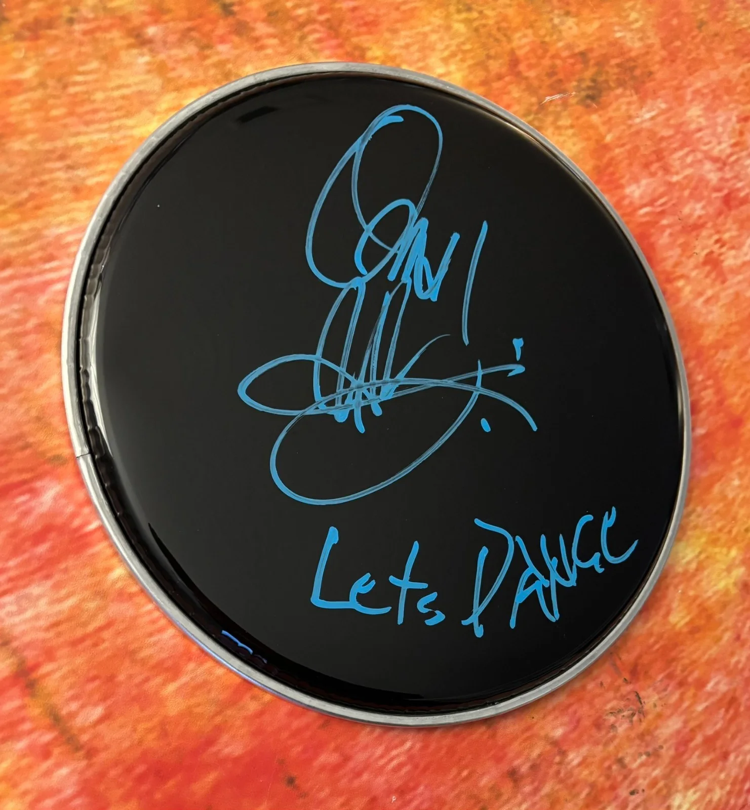 GFA David Bowie Let's Dance Drummer * OMAR HAKIM * Signed 10" Drumhead PROOF COA, image 4
