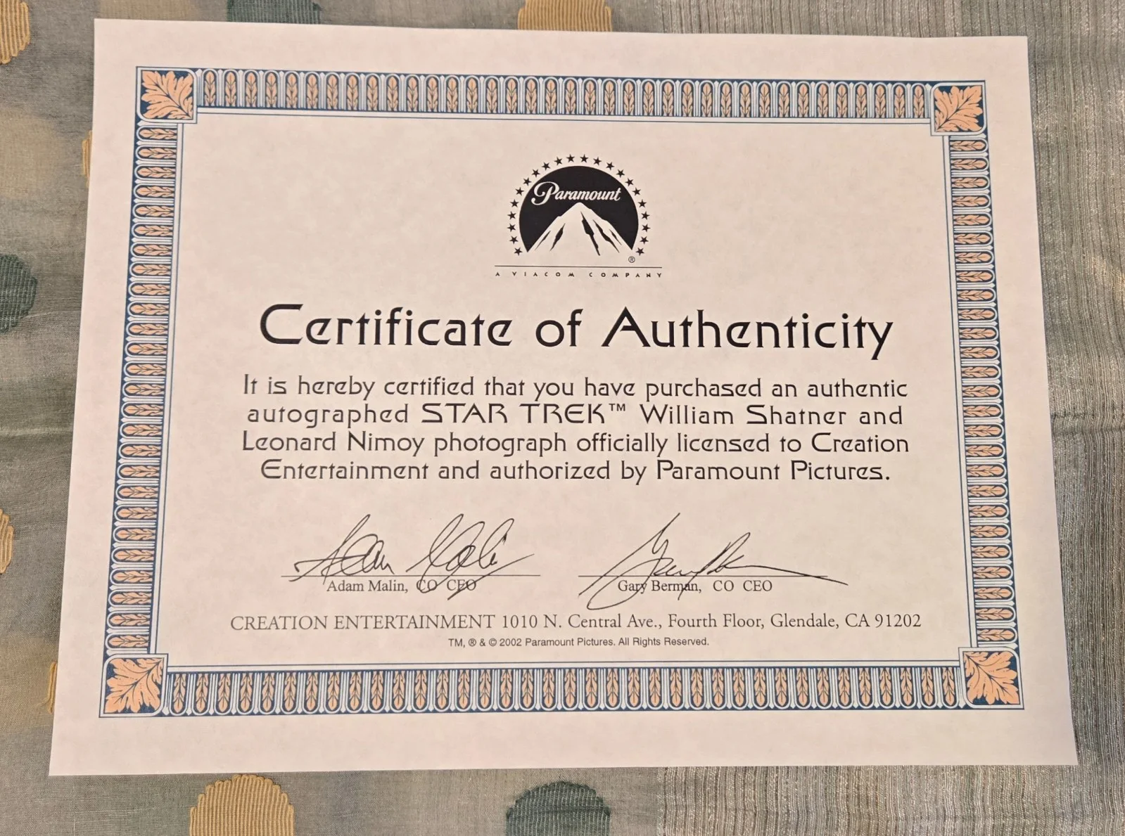 leonard nimoy, william shatner — William Shatner Leonard Nimoy Star Trek Signed Photo Creation COA, изображение 2